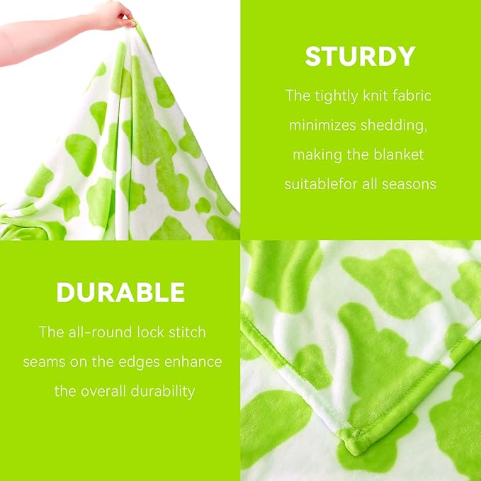 Lime Green Throw Blanket - Cozy Lightweight Fuzzy Fleece Throw for Couch, Bed, Sofa, Home Decor, Travel, Camping | Christmas Birthday Gifts for Girls, Women, Teens 50"x60"
