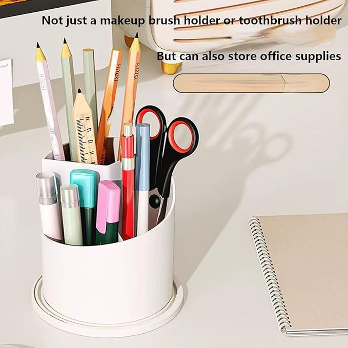 Concealed Toothbrush Holder, Makeup Brush Holder Organizer With Lid,360 Rotating Clear Dustproof Waterproof 3 Slots Bathroom Countertop Organizer,For Container Toothpaste And Toothbrush Holder (Green)