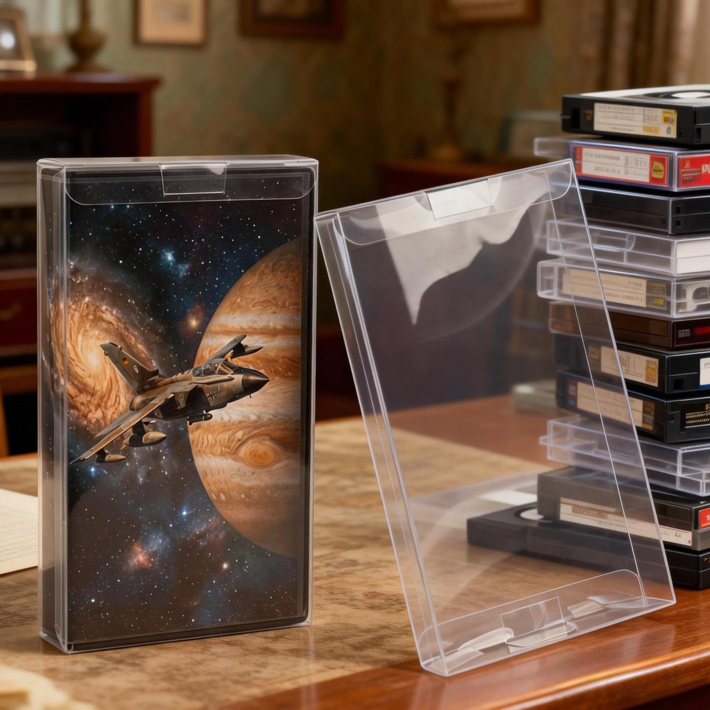 Klmnop 25 Pack VHS Protector Case, Clear PET Storage Box for VHS Tapes and Cassette Tape, Display & Preservation Organizer for Home Media Collections(Clear)