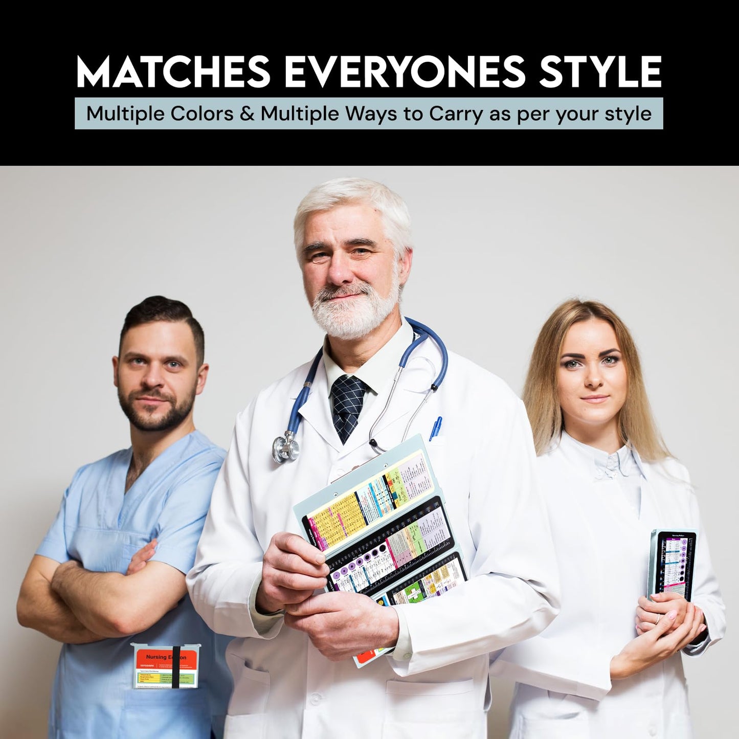 Nursing Clipboard Foldable with Medical Edition Cheat Sheets, 3 Layers Aluminum Foldable Clipboard for Nursing, Notepad for Students, Nursing School Essentials (Mint)