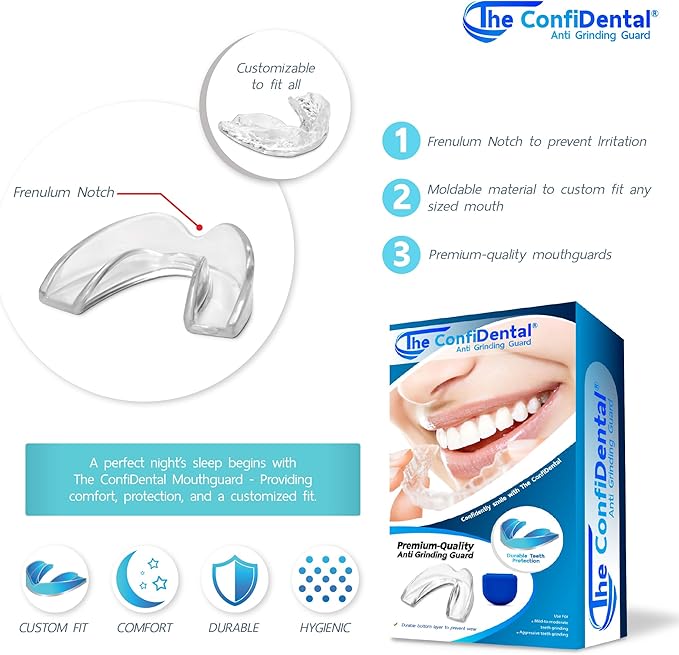 The ConfiDental Mouth Guard for Teeth Grinding and Clenching - Moldable Dental Nightguard Protection for Moderate Grinding with Additional Heavy-Duty - 4-Pack (3 Regular, 1 Heavy-Duty)