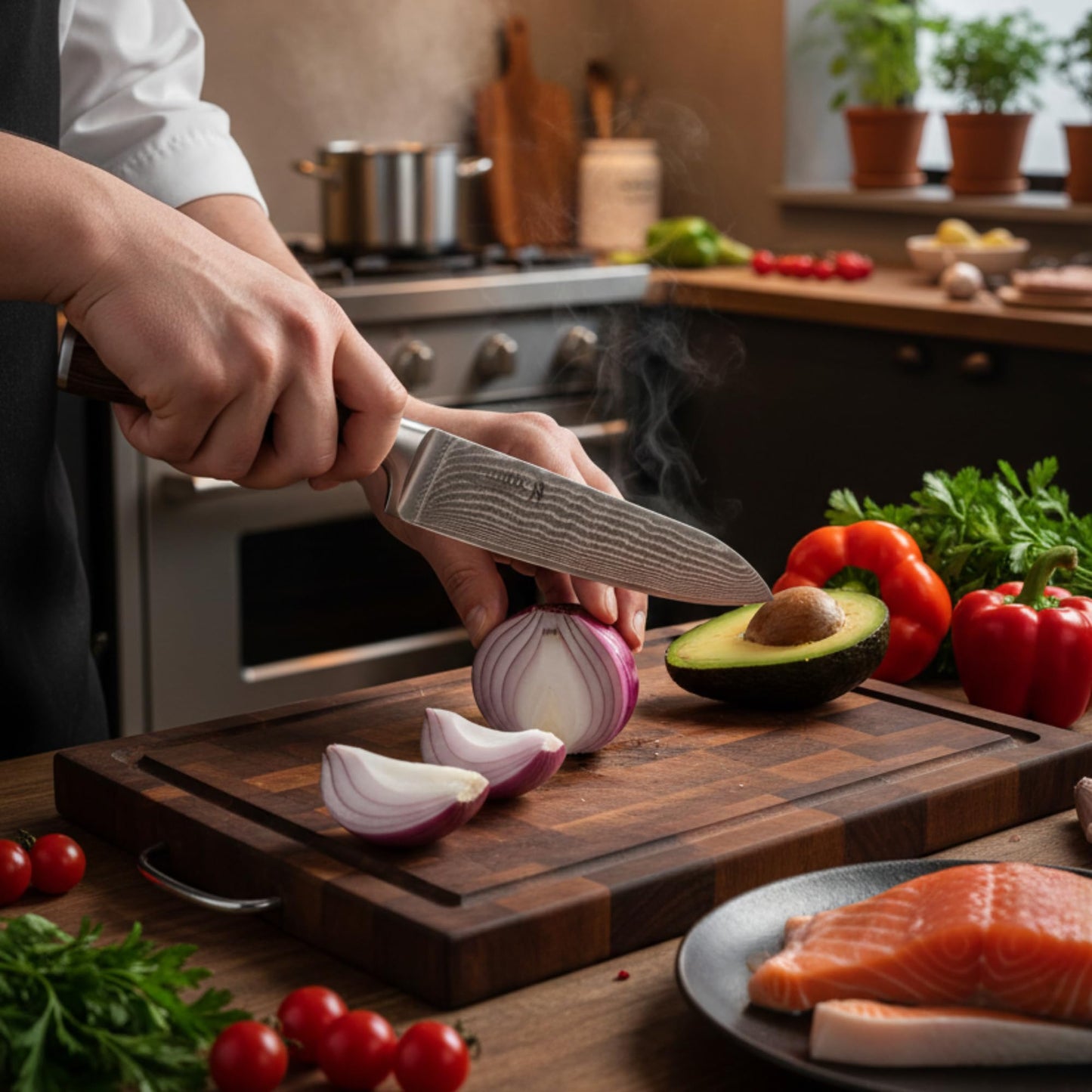 Wakoli EDIB Damascus Santoku Knife – 6.7-Inch Japanese-Style Kitchen Knife, 67-Layer Damascus Steel Blade with VG10 Core, Ergonomic Pakkawood Handle – Professional Cooking Knife in Elegant Gift Box