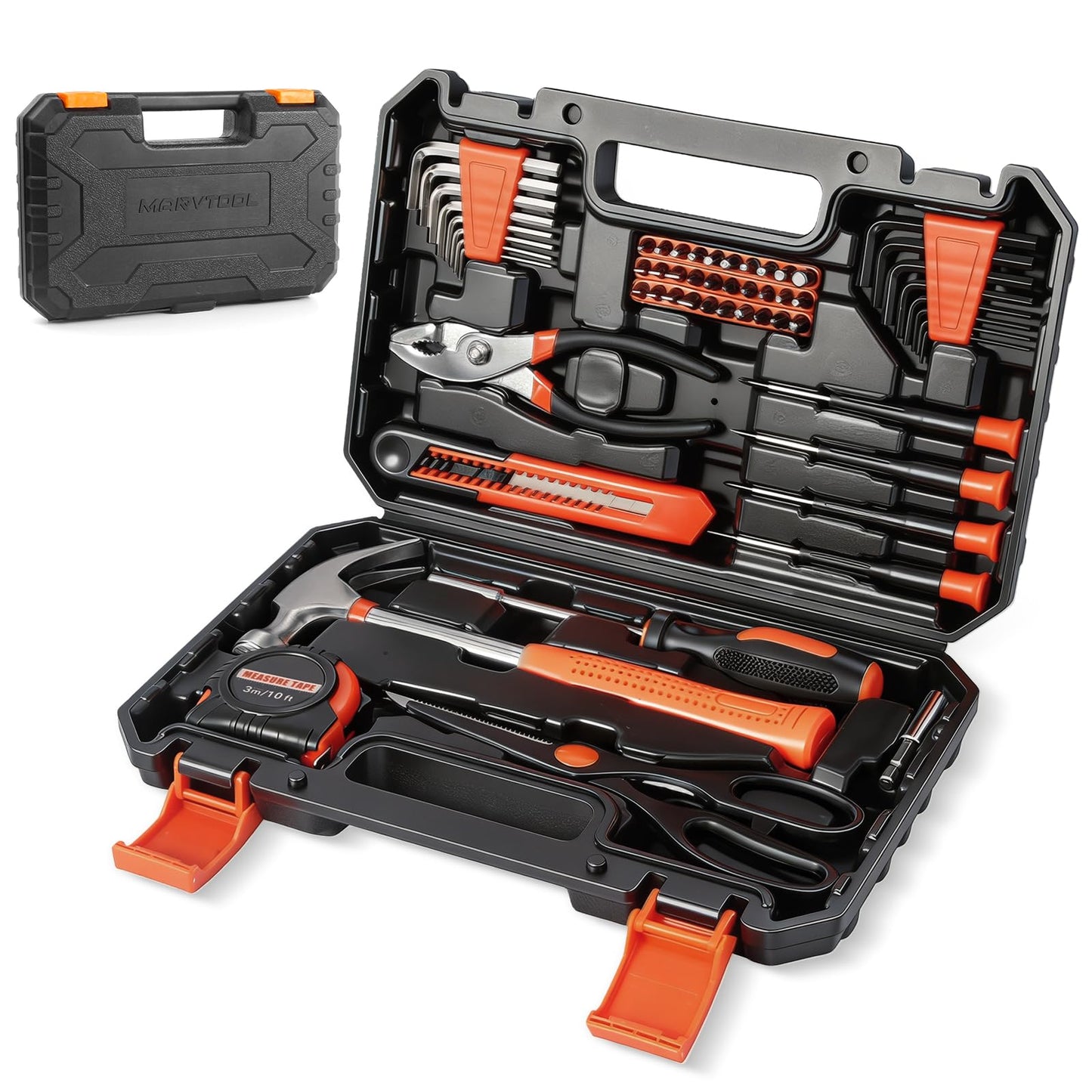 MarvTool 57 Piece Tool Set, Home Repair Hand Tool Kit, General Household Tool Box for Homeowner, DIY, Handyman, Women