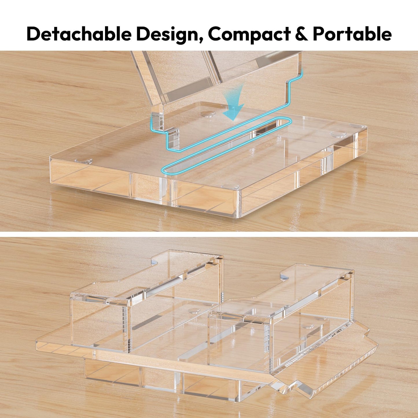 NIUBEE Acrylic Business Card Holder 2 Slots - Double Capacity Business Card Stand for Desk, 2 Tier Clear Gift Card Display for Office, Event, Exhibition