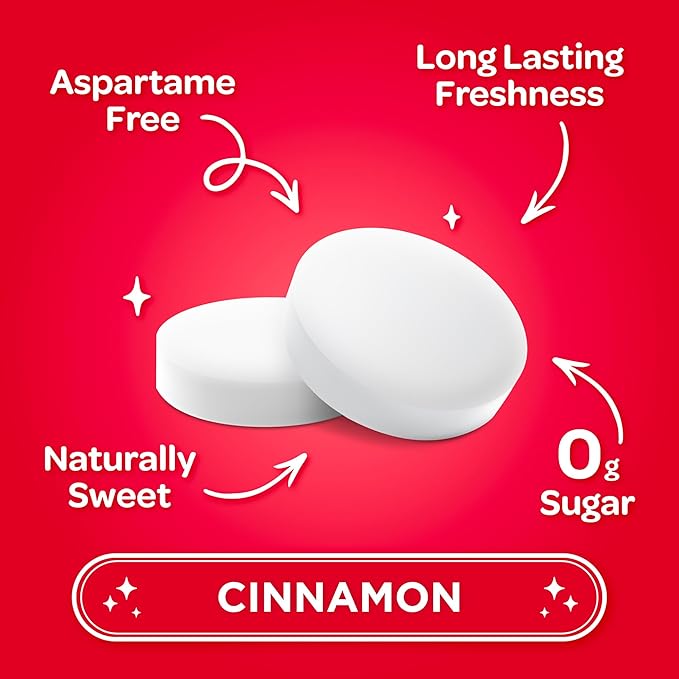 PUR Mints | Aspartame Free Breath Mints | Made with Xylitol | Sugar Free, Vegan, Gluten Free | Natural Cinnamon Flavor | 65 Pieces in Re-Sealable pouch (Pack of 3)