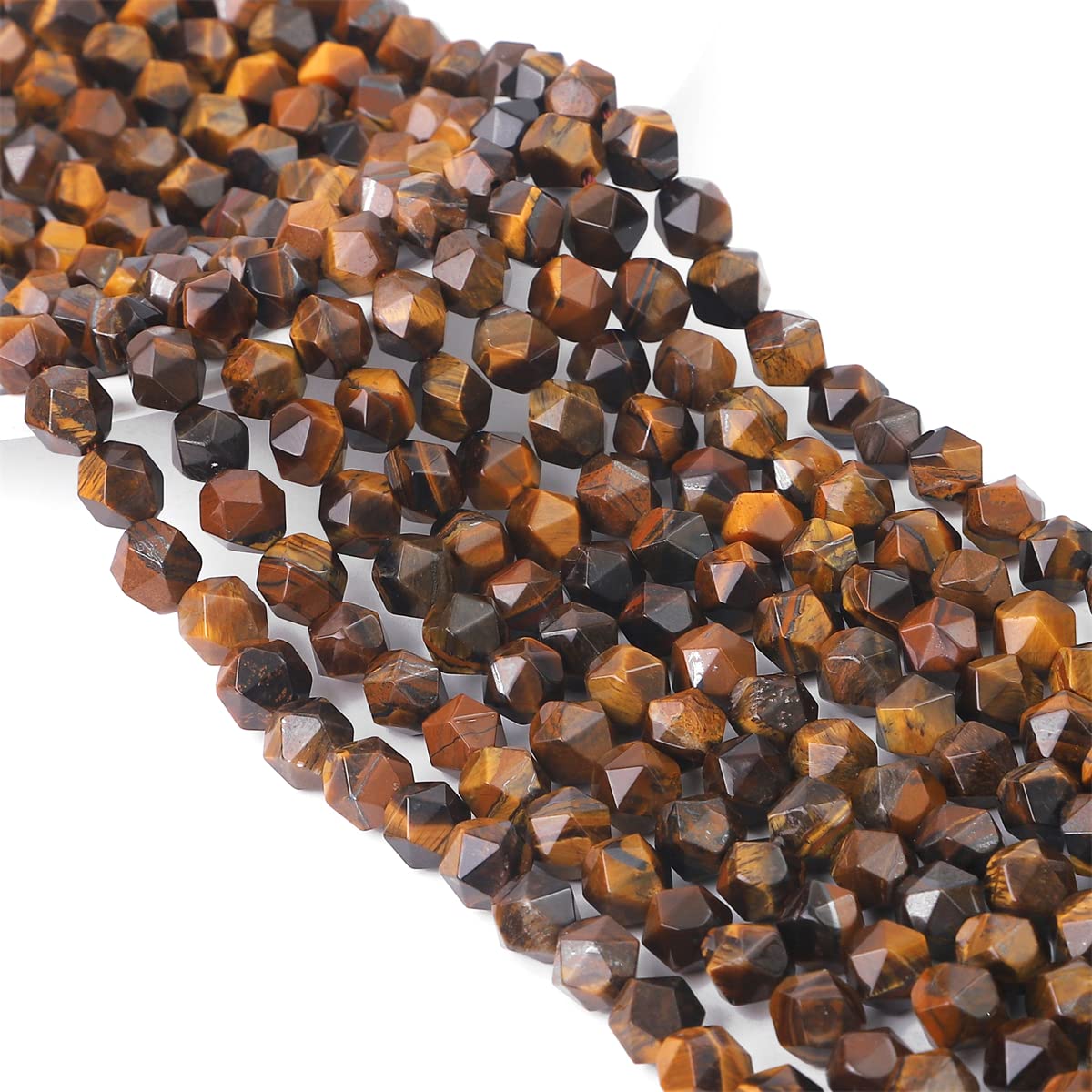 BEADIA Faceted Natural Yellow Tiger Eye Stone Round Beads 6mm 36cm/Strand for Jewelry Making
