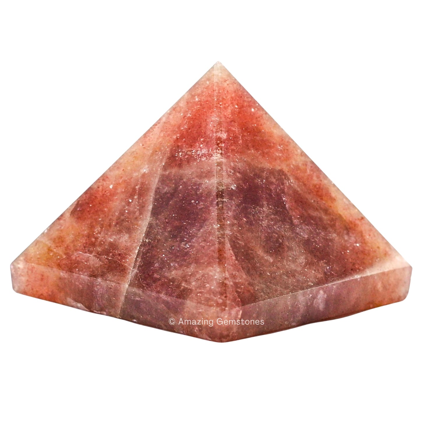 Amazing Gemstone Strawberry Quartz Pyramid Crystal Healing Stones - 1.5" Great Pyramid Figurine of Natural Stone Pyramid for Meditation, Reiki, Chakra Balancing and Crystal Pyramids Grid