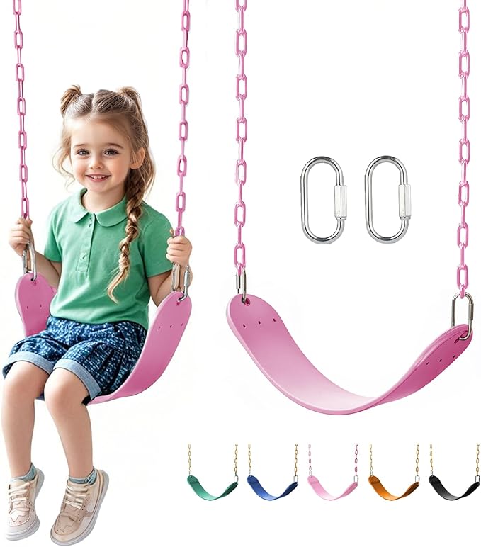 little dove 2 Pack Heavy Duty Swing Seats with 66" Rust-Resistant Chains, Swing Set Accessories Replacement with Quick Links, Kids Swings Supports 330 lbs for Outdoor Playground Trees, Green
