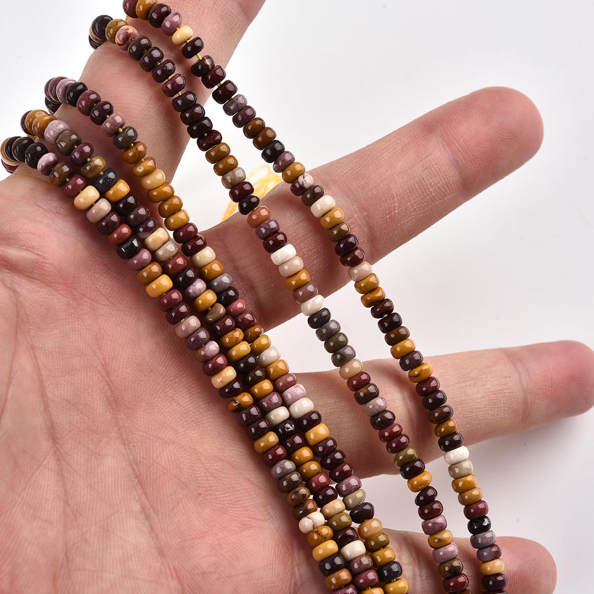 160pcs 4x2mm Natural Mookaite Jasper Disk Rondelle Spacer Stone Semi Precious Gemstone Loose Beads for Jewelry Making 15 Inch