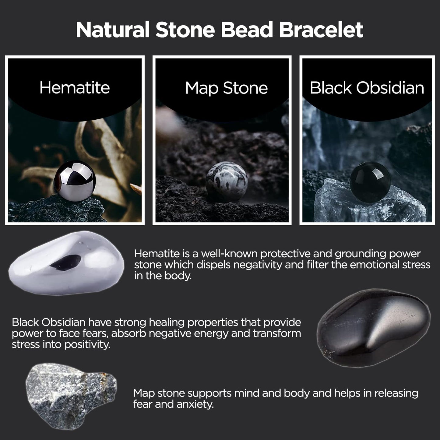 STCORPS7 Hematite Magnetic Bracelet for Men & Women – Adjustable Magnetic Bead Jewelry Bracelet – Stylish Wellness Inspired Accessory