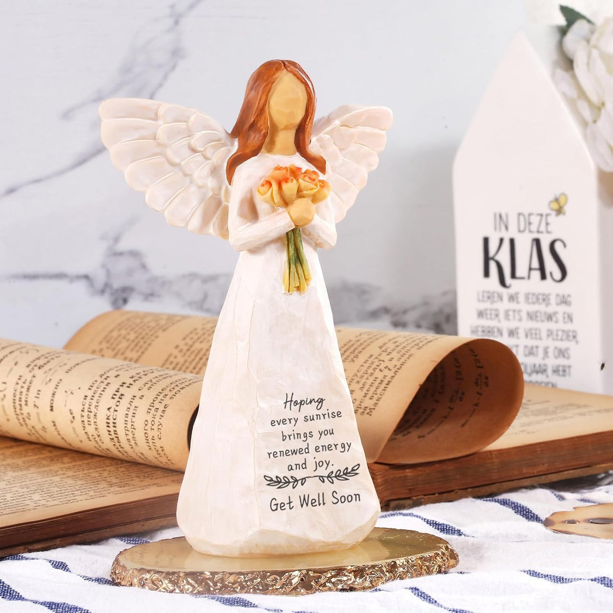 Get Well Gifts for Women,5.5'' Get Well Soon Angel Figurine,Unique Encouragement Gifts for New Mom,Grandma,Sister and Best Friend