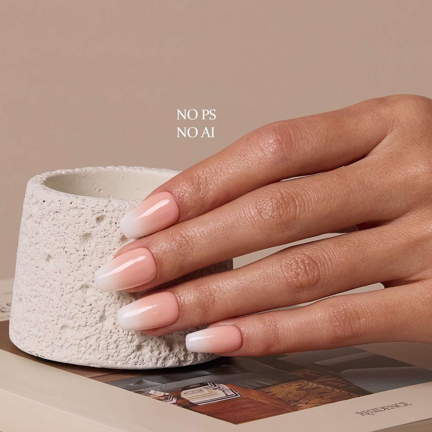 MOKAYIMO Press On Nails Square，Medium Press On Nails,Ombre Reusable False Nails Kit With Everthing,10pcs Durable Handmade Custom-Sized Acrylic Nails Press On,Size S