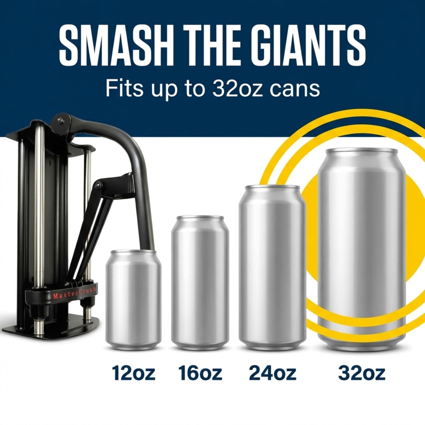 MasterCrush Wall Mounted Aluminum Can Crusher Heavy Duty – Tin and Plastic Bottle Smasher for Recycling (12oz/16oz/24oz/32oz)