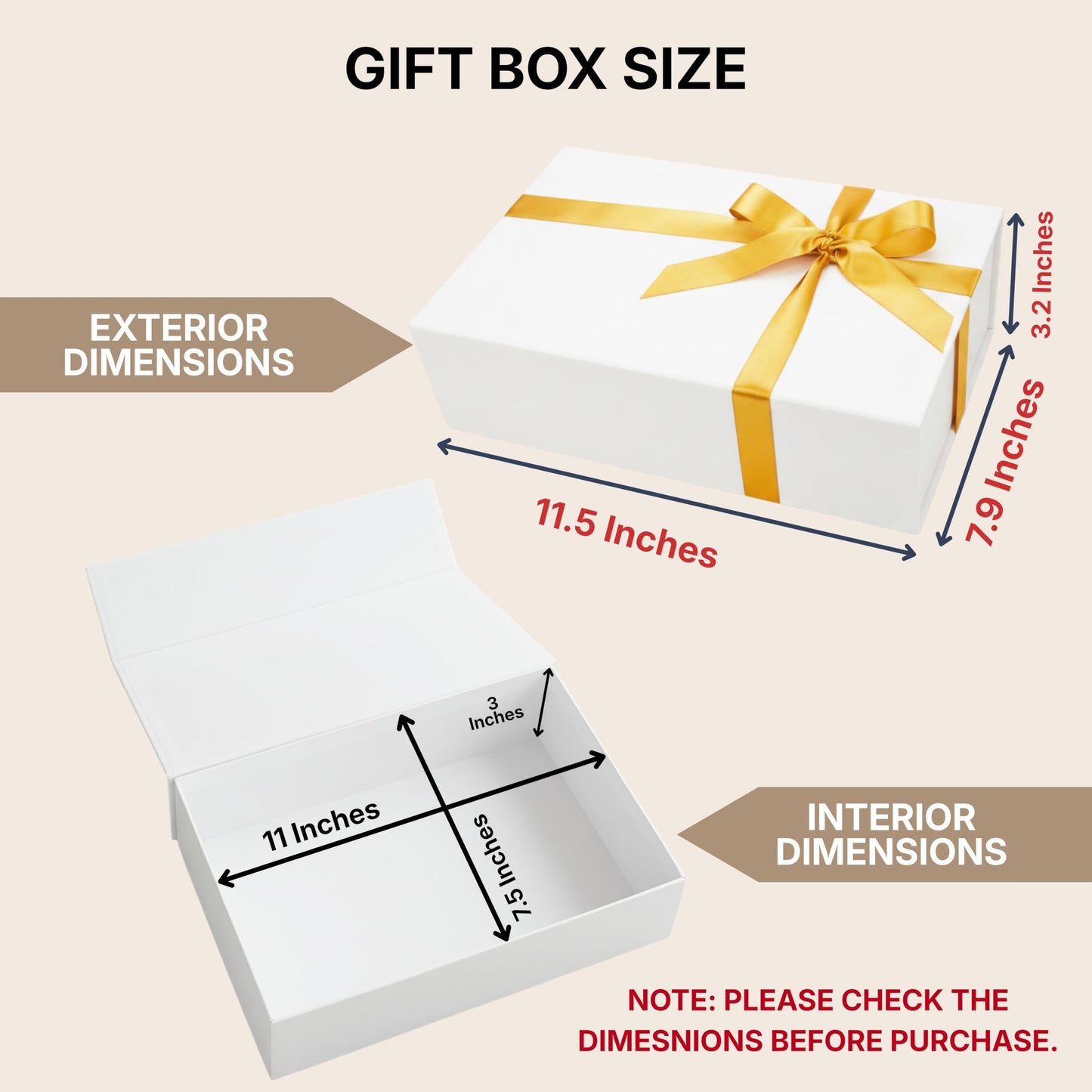 CECOBOX - Gift Boxes with Lids for Presents 11"x7.5"x3" - Matte, Collapsible Magnetic Closure Gift Box - Groomsmen & Bridesmaid Proposal Boxes, Wedding, PR, Birthdays, Holidays (White)