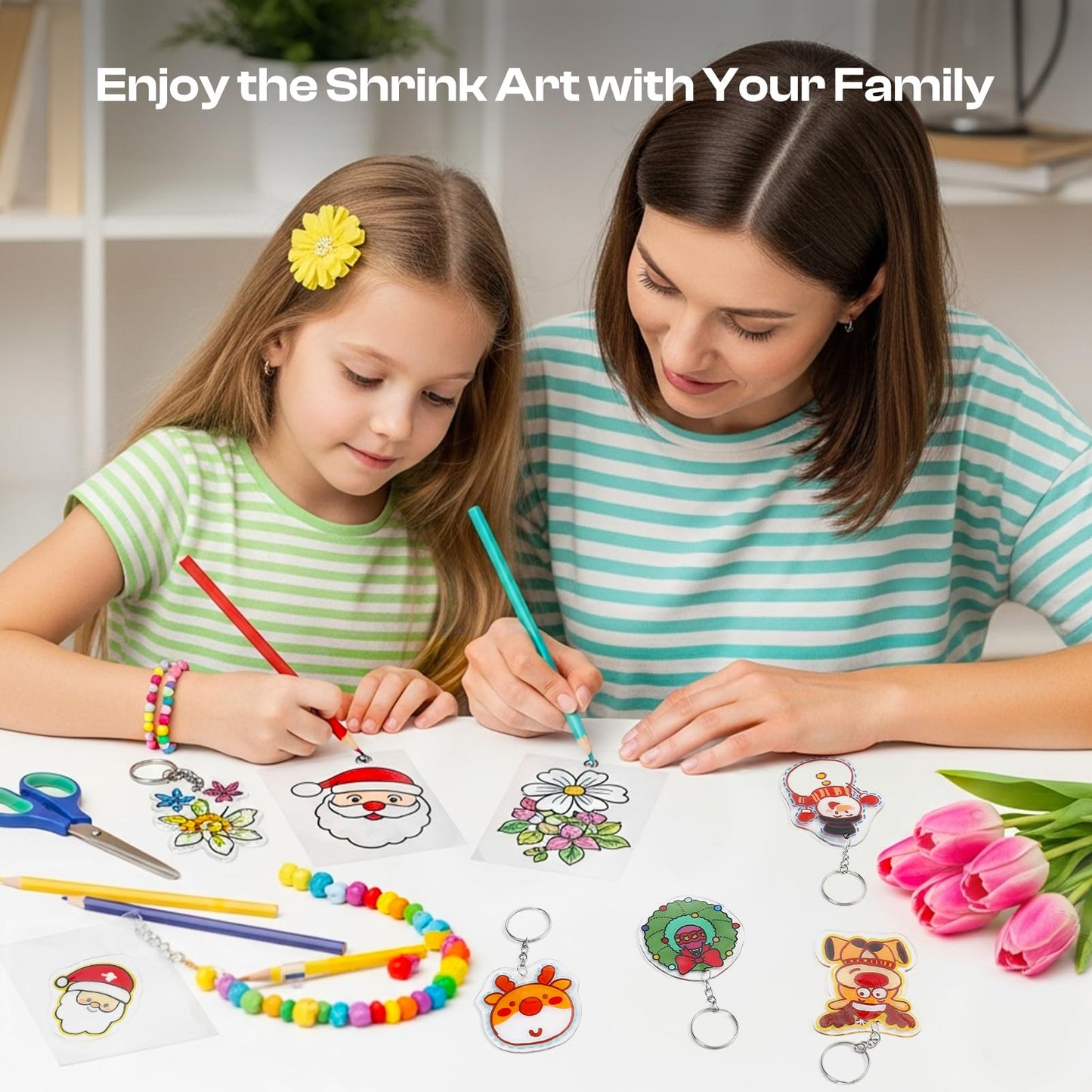 Auihiay 40 Pieces Shrink Plastic Sheets, Shrink Paper Kits for DIY Handprint Keychains, Easter Decorations, Kids Paper Crafts and Great Mothers Day Gifts, 7.9 x 5.7 inch / 20 x 14.5 cm