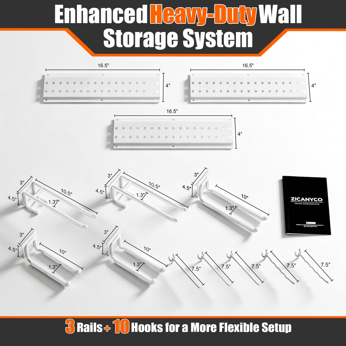 Garage Tool Organizer Wall Mount 49.5 inches with 10 Adjustable Heavy