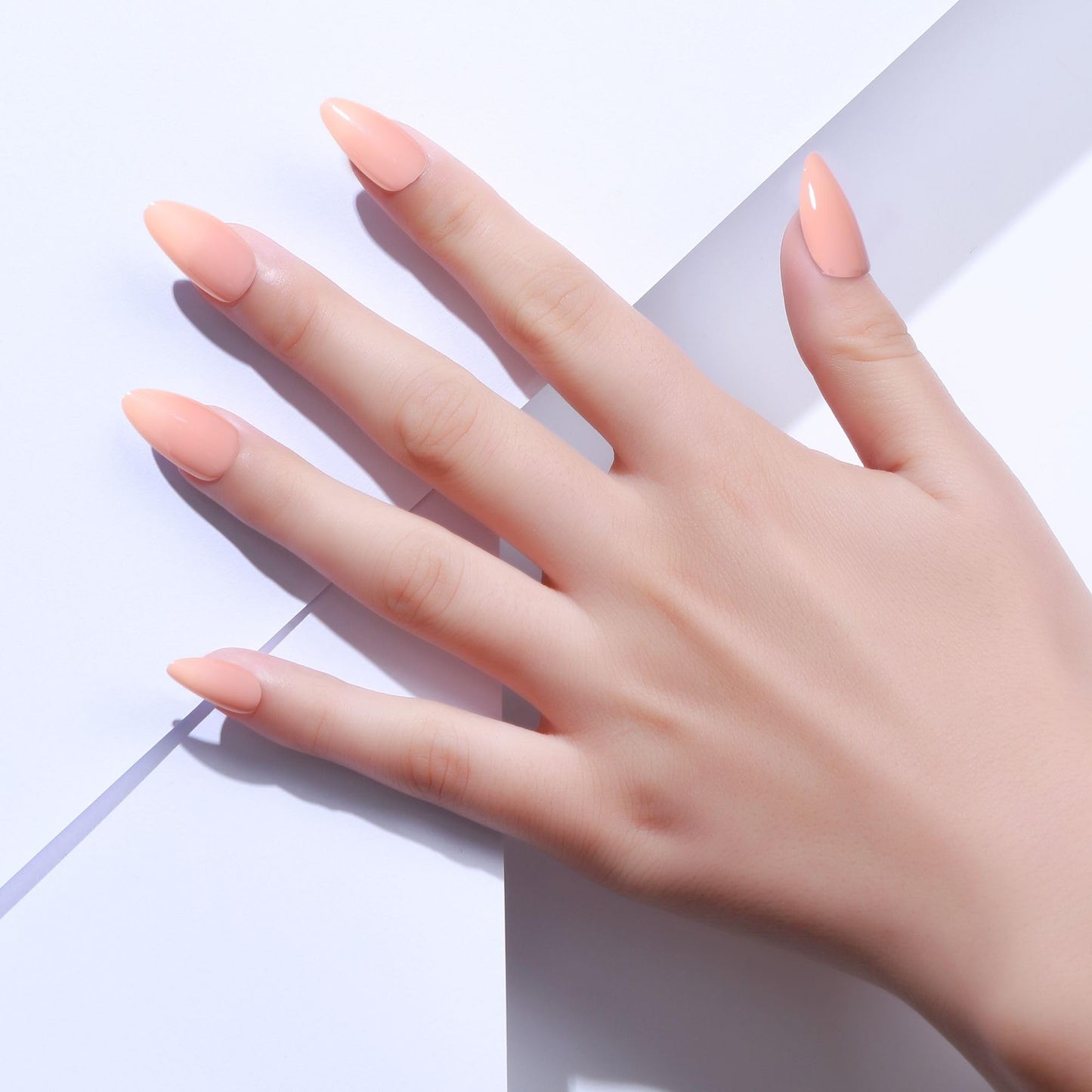 PaintLab Press-On Nails Manicure Kit, Peach Fuzz Almond, 24-Piece Set, Long-Lasting Fake Nails with Glue, File, Prep Pad & Cuticle Stick