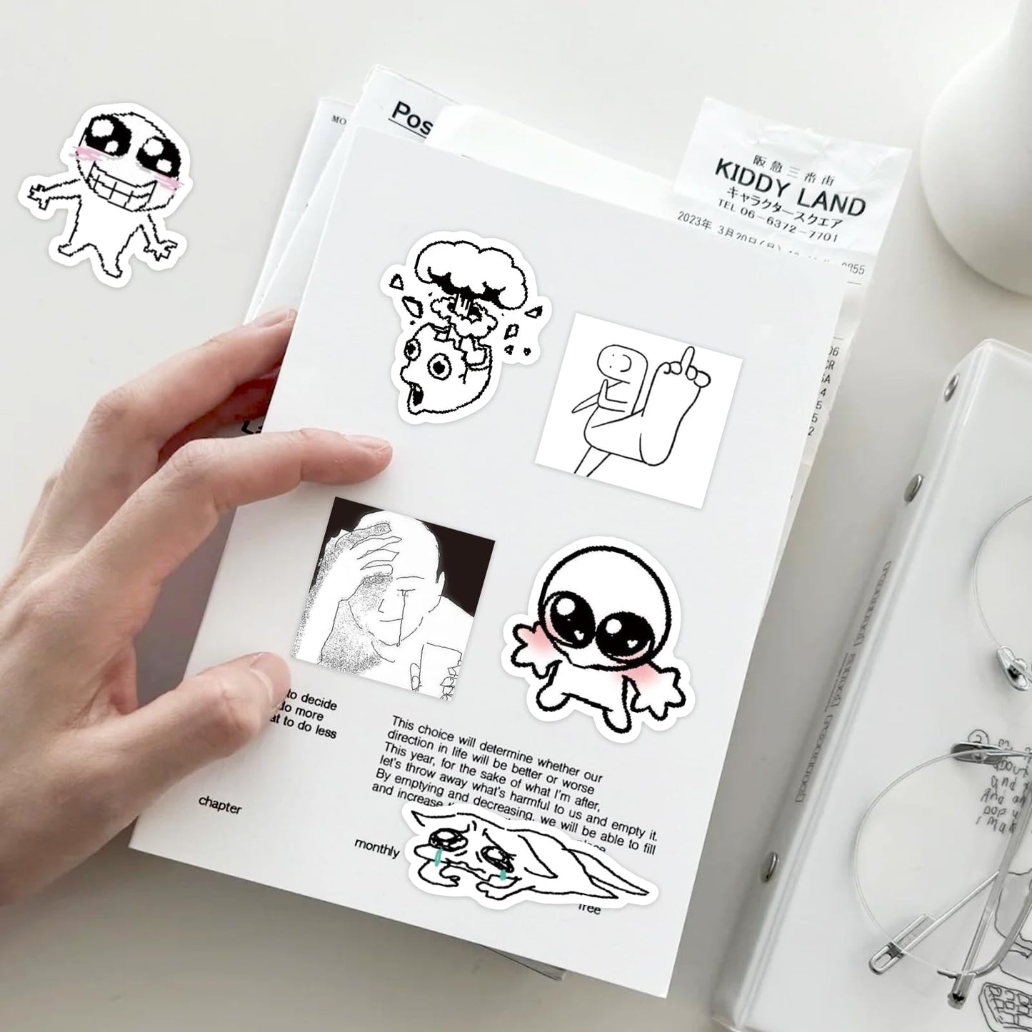 PRSTINCOL Meme Sticker Book, 36 Sheets 460+ Pcs, Black and White Funny Meme Stickers for Adults and Teens, Die Cut Vinyl Stickers for Journaling Scrapbooking DIY