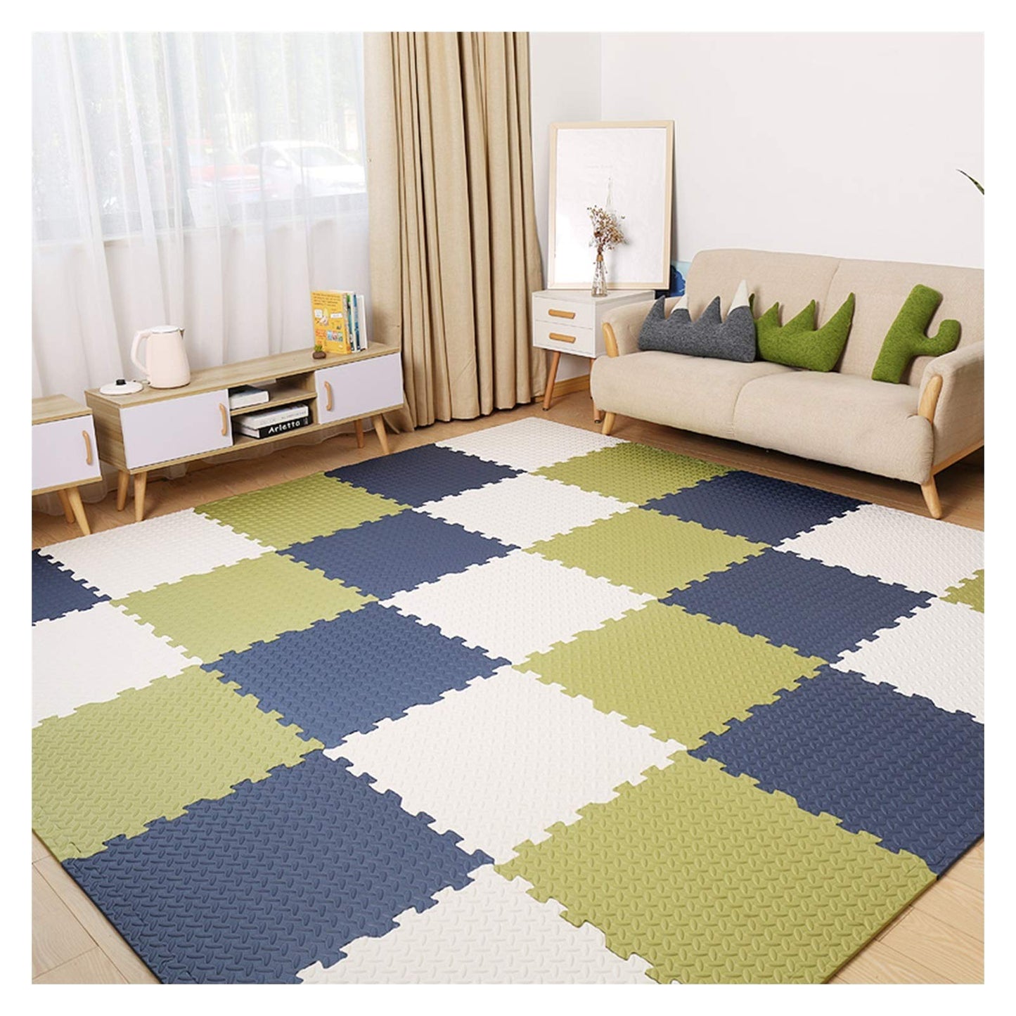 ALGFree Foam Puzzle Mat Soft Kids Baby Foam Activity Play Mat Interlocking Floor Tiles EVA Infant Crawling Mats, Customizable (Color : A, Size : 60x60x1.2cm-8pcs)