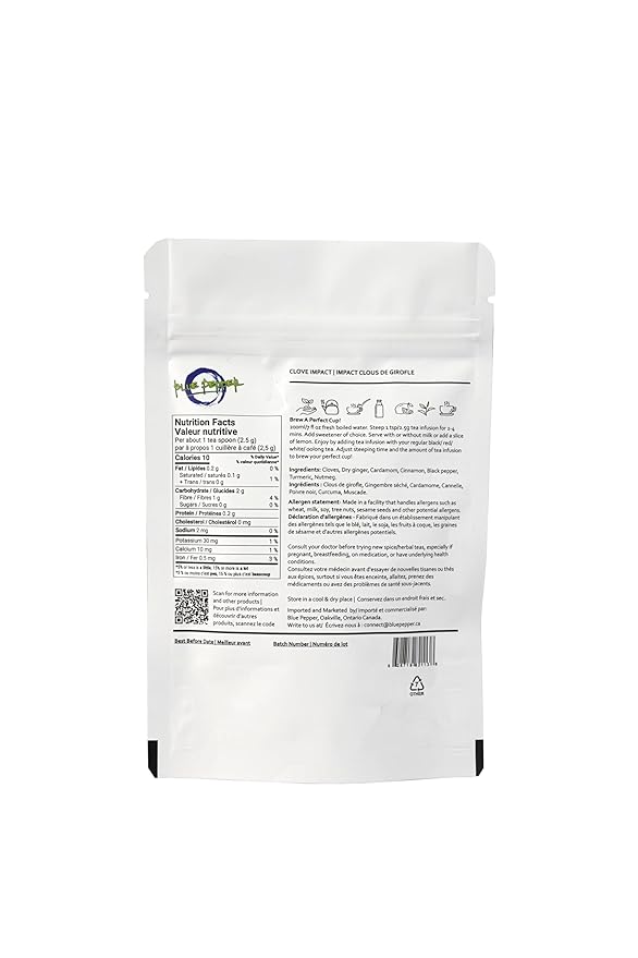 Blue Pepper Clove Impact Tea Infusion Blend - 60g | Natural, No Preservatives, Small-Batch, Premium Indian Tea Blend | Caffeine Free