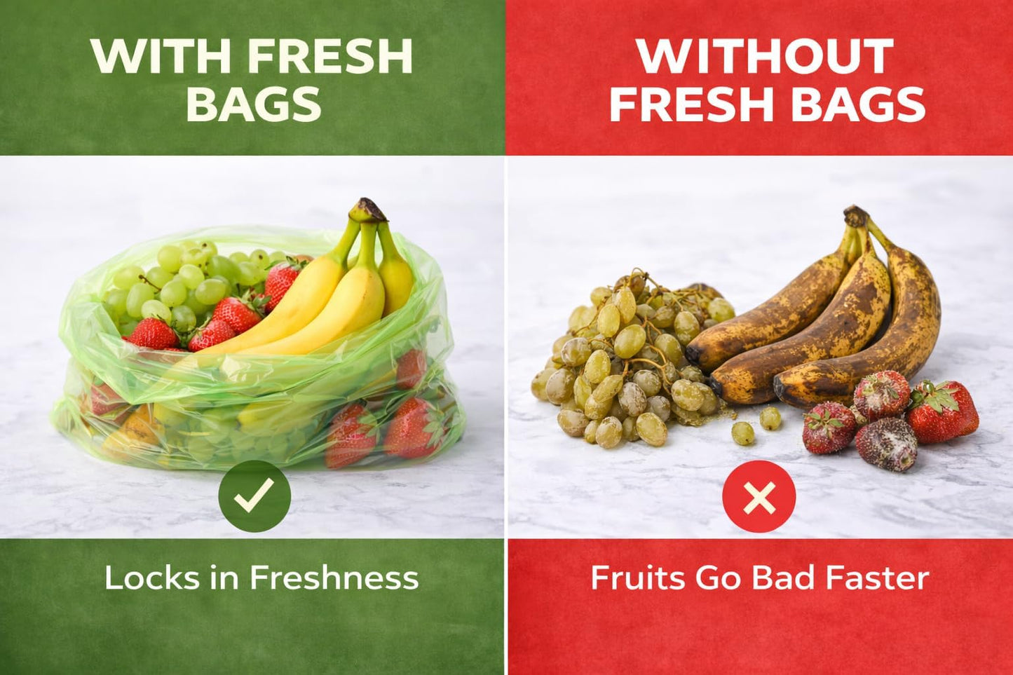 Reusable Produce Bags to Keep Fruit Fresh Longer, 40 Pack (20S, 20L) Vegetable Storage Bags for Refrigerator, Reusable Salad & Cut Flower Storage Bags, BPA Free