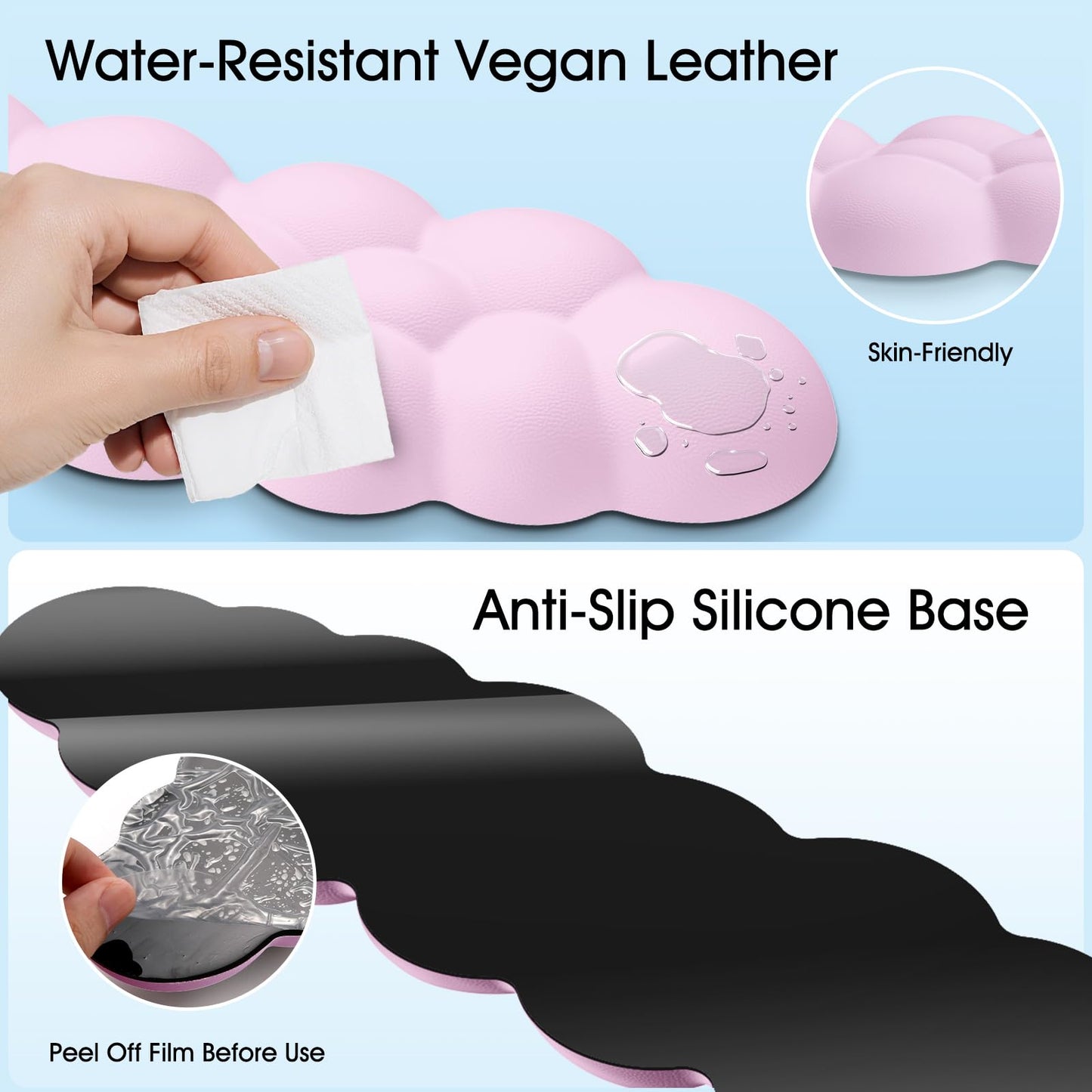 Retuhapy Cloud Wrist Rest Keyboard Cushion, 4-in-1 Ergonomic Cloud Keyboard Wrist Rest and Mouse Pad Set with Memory Foam Arm Support for Palm, Cute Desk Accessory for PC Gaming Setup, Pink