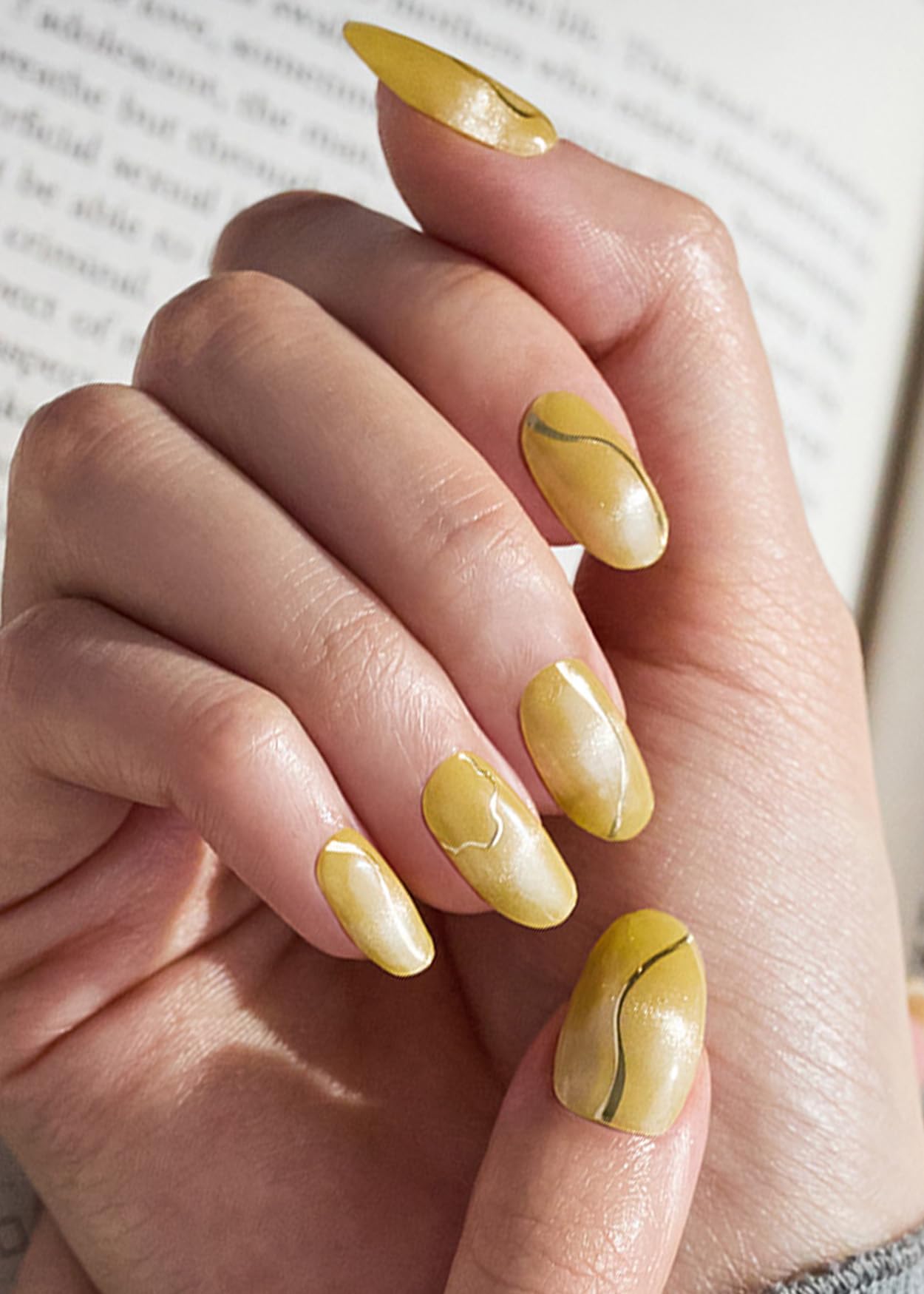 ohora Semi Cured Gel Nail Strips (N Mustard Ray) - Works with Any Nail Lamps, Salon-Quality, Long Lasting, Easy to Apply & Remove