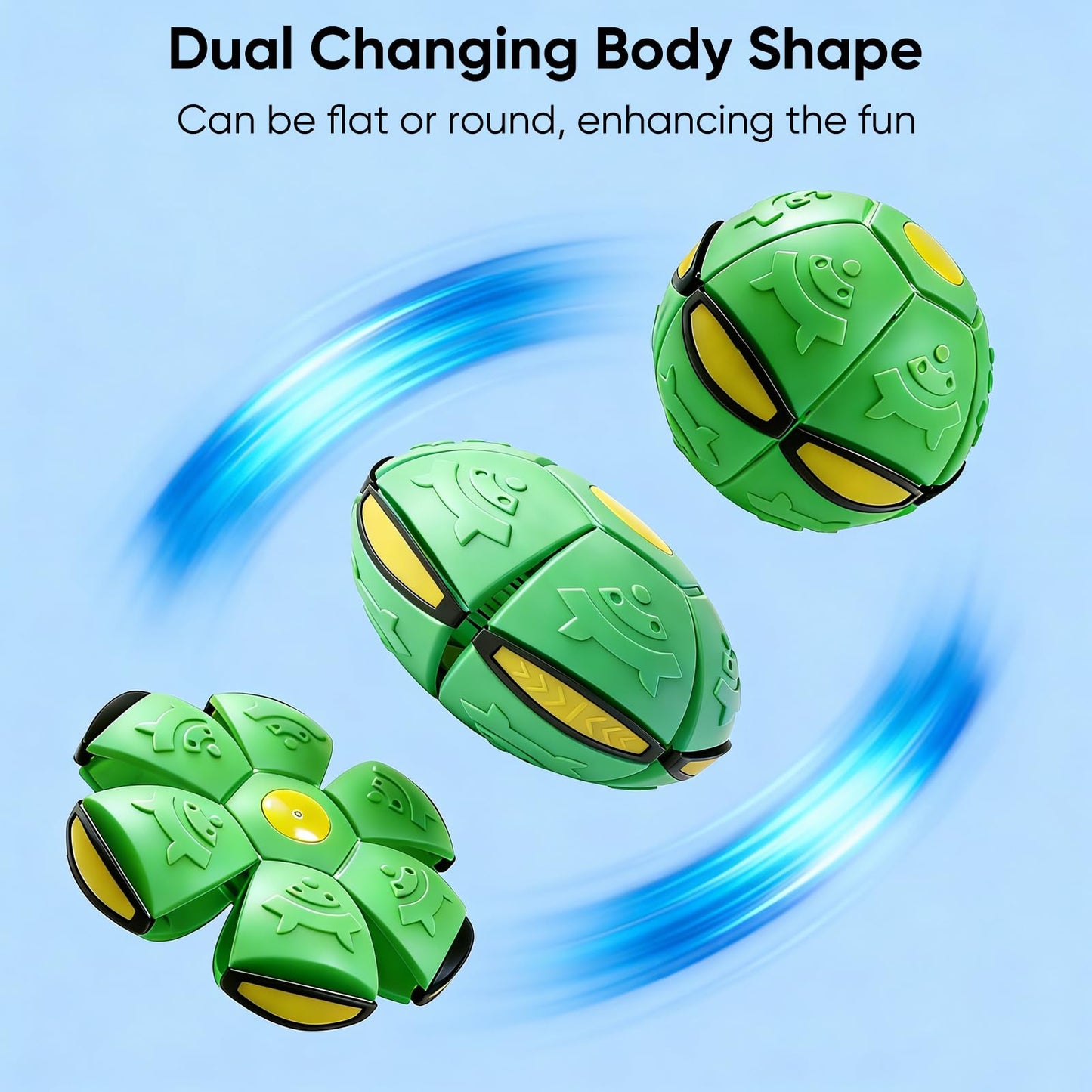 LzzzFZCF 3 PCS Magic Bouncing Doggy Disc Balls with 6 LED Lights, Flying Saucer Ball Toy for Large Medium Small Dogs, Transforming Pop Up Ball for Kids & Pets, Outdoor Interactive Magic Meta Ball