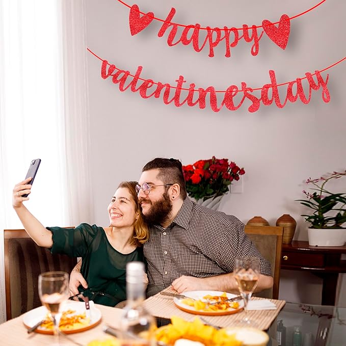Red Glitter Happy Valentine's Day Banner