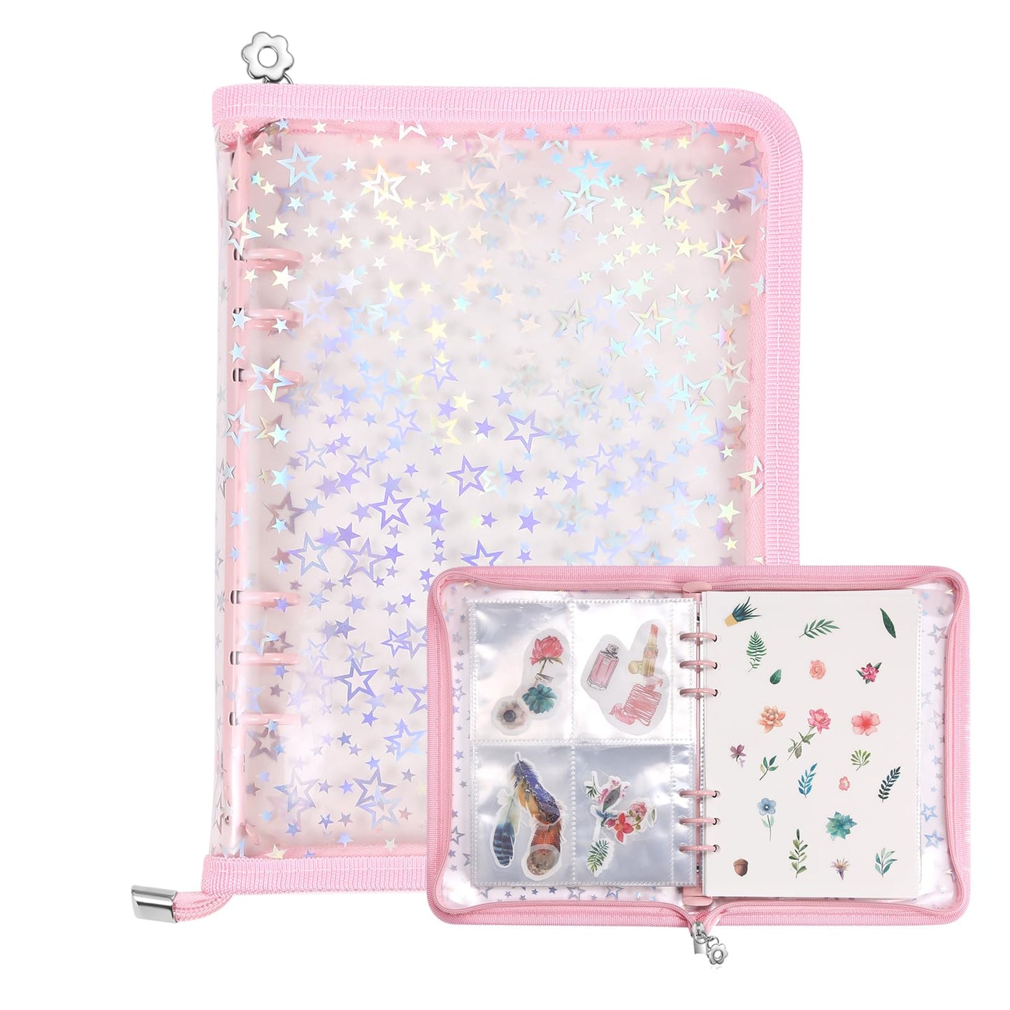 MUDOR 4 in 1 Sticker Storage Organizer, Binder with Storage Sleeves and Release Paper, Reusable Collecting Book Album Holder, A5 Blank Sticker Container Organizer