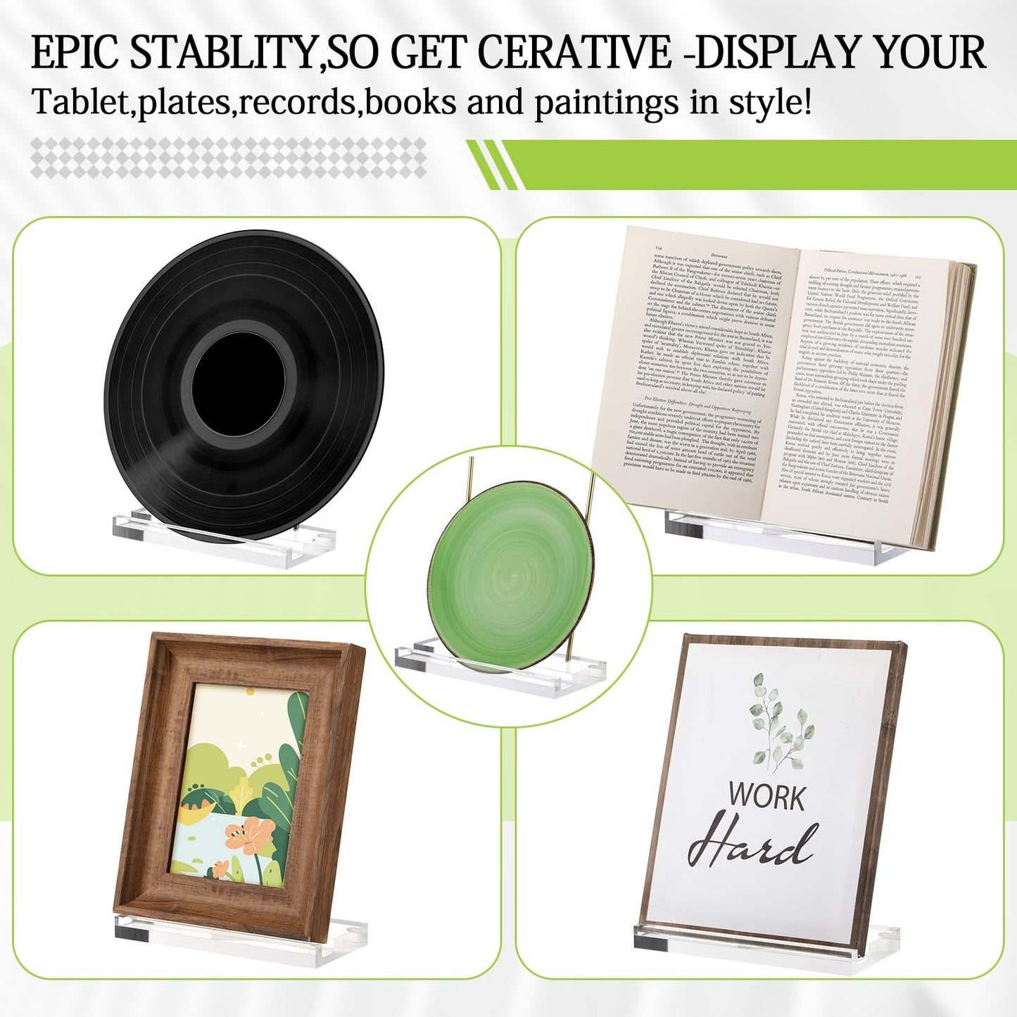 CroBlissful Tabletop Acrylic Display Stand Clear Easel Acrylic Book Display Holder Artwork Storage Rack for Picture Plate Frame Albums Record Magazine Tablet Canvas Board(Gold,7.8 x 3.5 x 7.8 Inch)