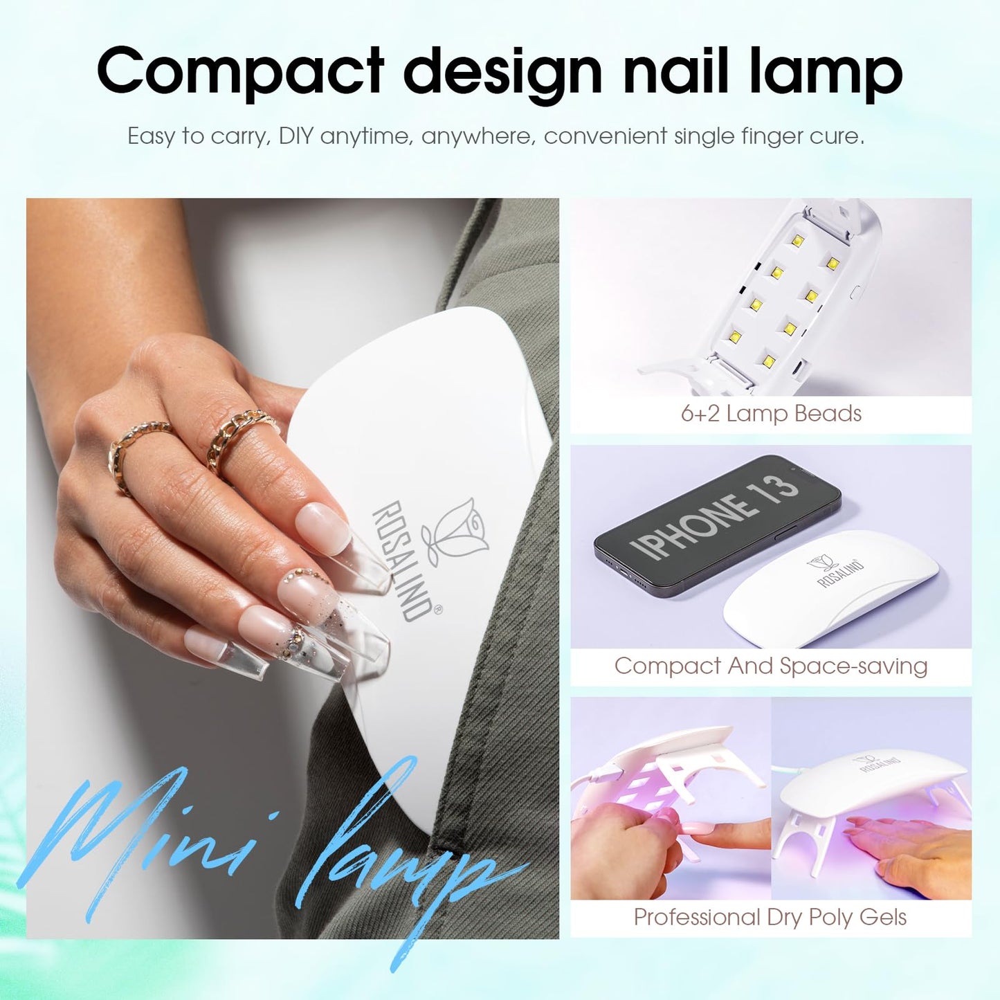 ROSALIND Pink Poly Nail Gel Kit -12 Colors + Nail Art Accessories Kit Nude Shades Poly Nails Gel Starter Kit with Slip Solution All Seasons Classic Colors Nails Extensions Set with Mini UV Lamp