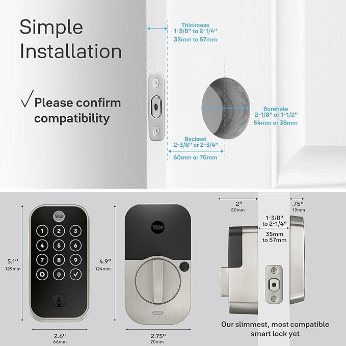 Yale Assure Lock 2 Touchscreen with Wi-Fi Connect - Satin Nickel - for Vacation Rental Hosts