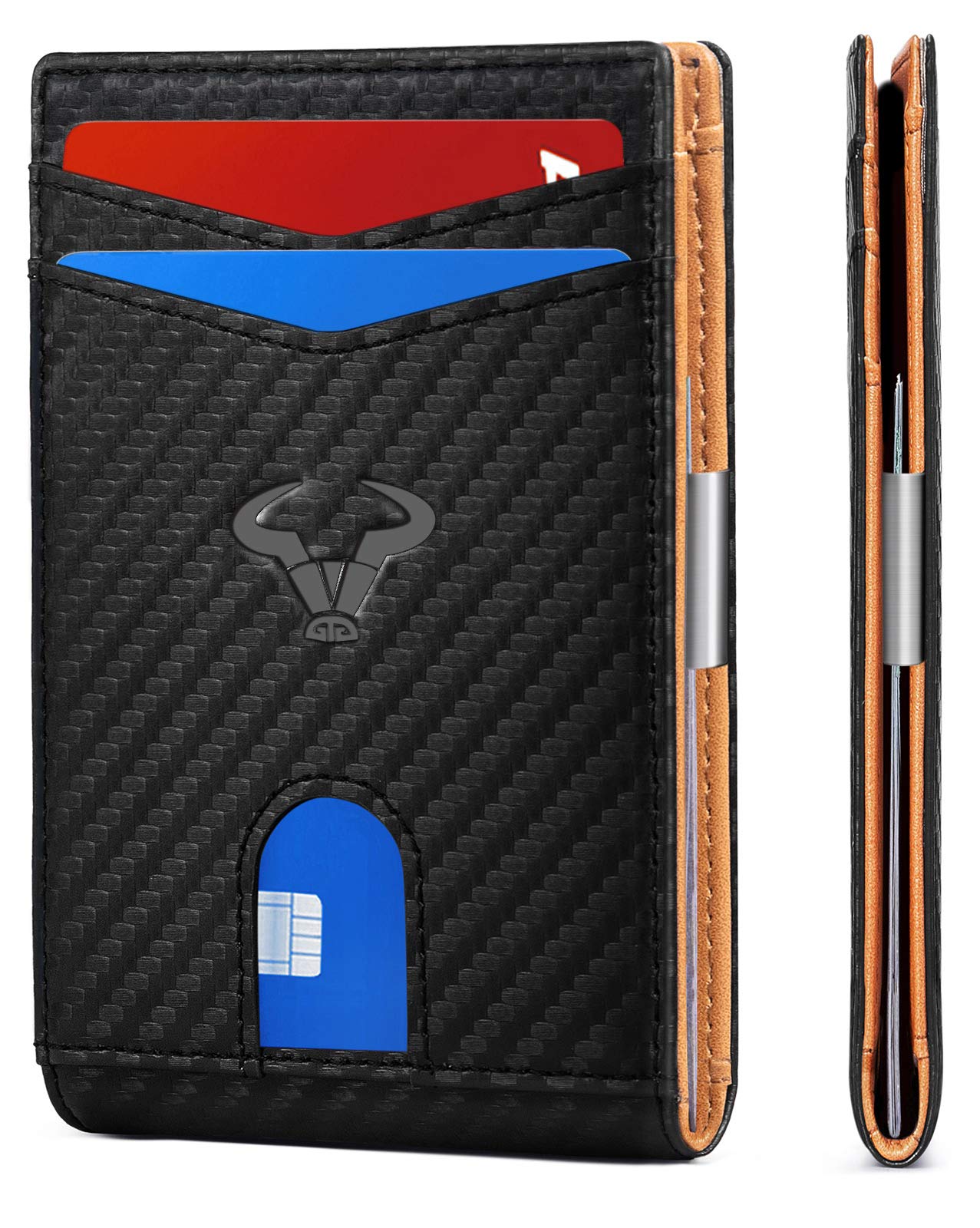 BULLIANT Slim Wallet Men, Leather Wallet Front Pocket Card Holders for Gift Men 3"X4.3"