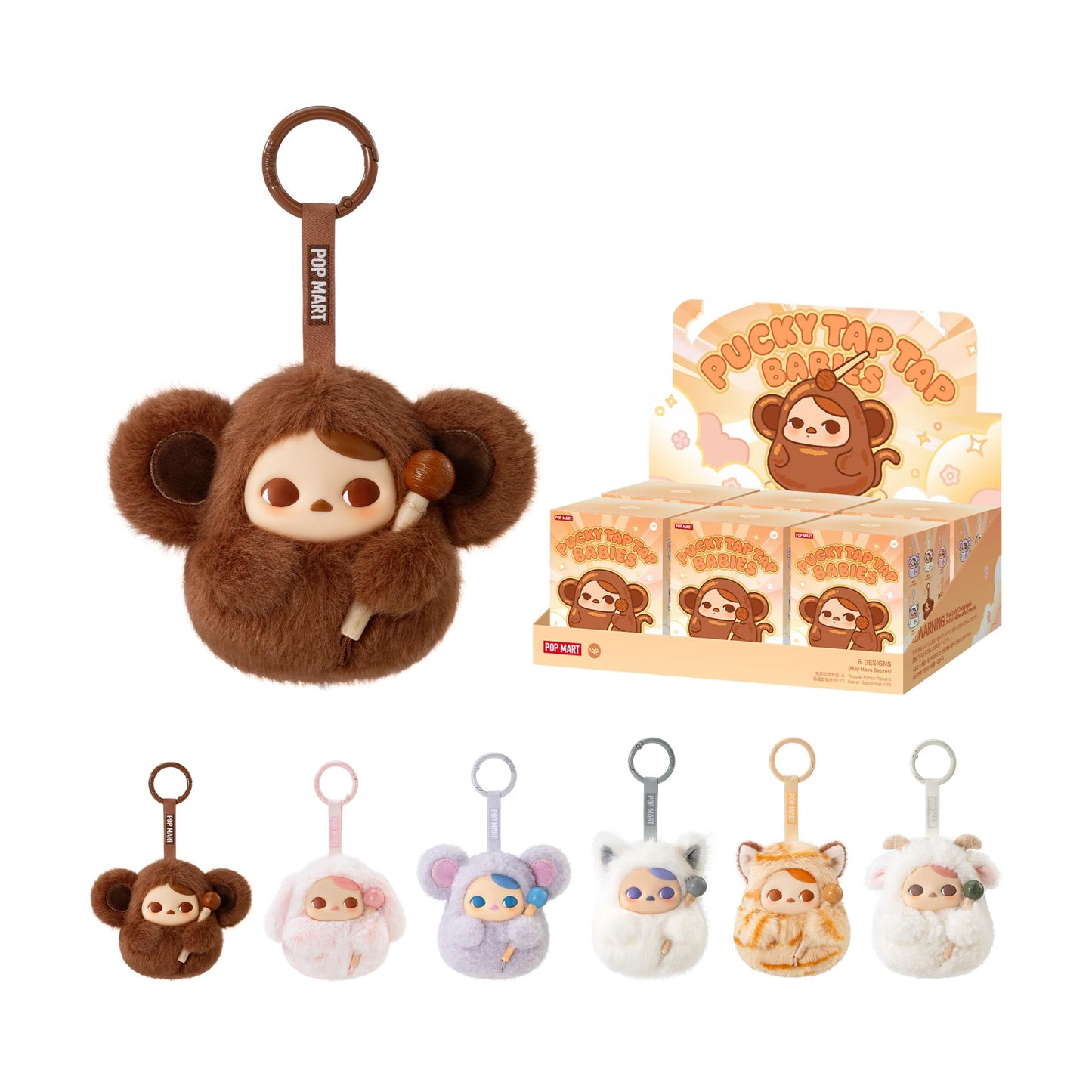 POP MART PUCKY Tap Tap Babies Series-Vinyl Plush Pendant Blind Box Figures, Collectible Toys Home Decorations, Holiday Birthday Gifts for Girls and Boys, Whole Set