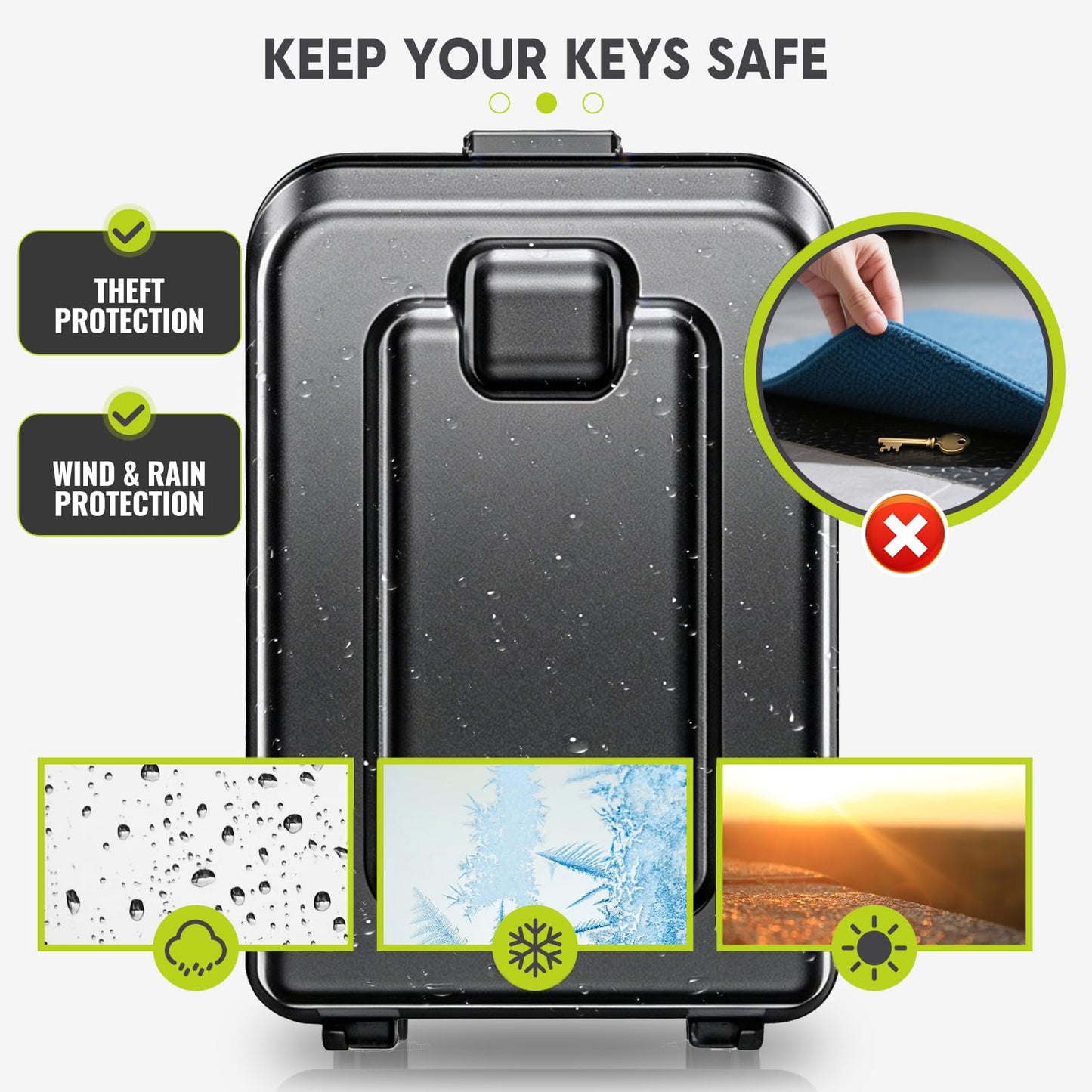 BKNOOU Sturdy Waterproof Key Lock Box for Outside, Large Capacity Wall Mount Lock Box for Keys with Code, 12-Digit Combination Resettable Security Lockbox for Outdoor House Spare Keys, Home, Garage