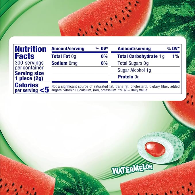Mentos Pure Fresh Sugar-Free Chewing Gum with Xylitol, Watermelon, Bulk, 50 Piece Bottle (Pack of 6)