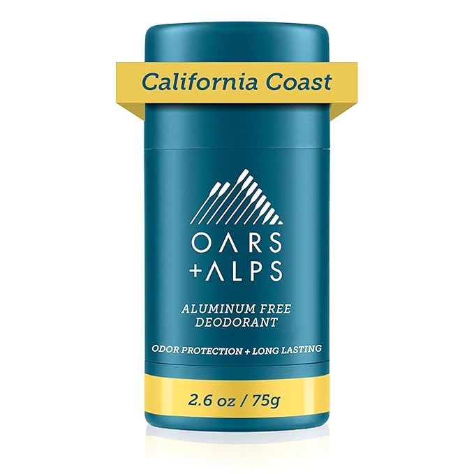 Oars + Alps Aluminum Free Deodorant for Men and Women, Dermatologist Tested and Made with Clean Ingredients, Vegan, California Coast, 1 Pack, 2.6 Oz