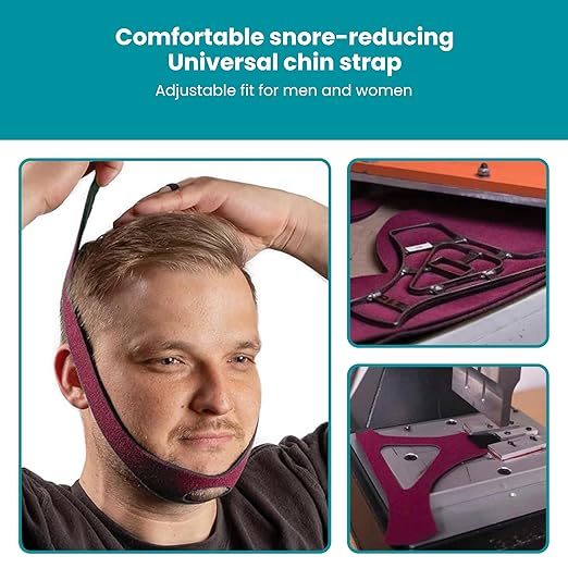 LifeSource Made in USA Universal Chin Strap for CPAP Users, Chin Strap for Snoring Solution, Breathable, Adjustable, Latex Free, Comfortable Sleep Support for Men & Women, Snoring Support, Ruby Red