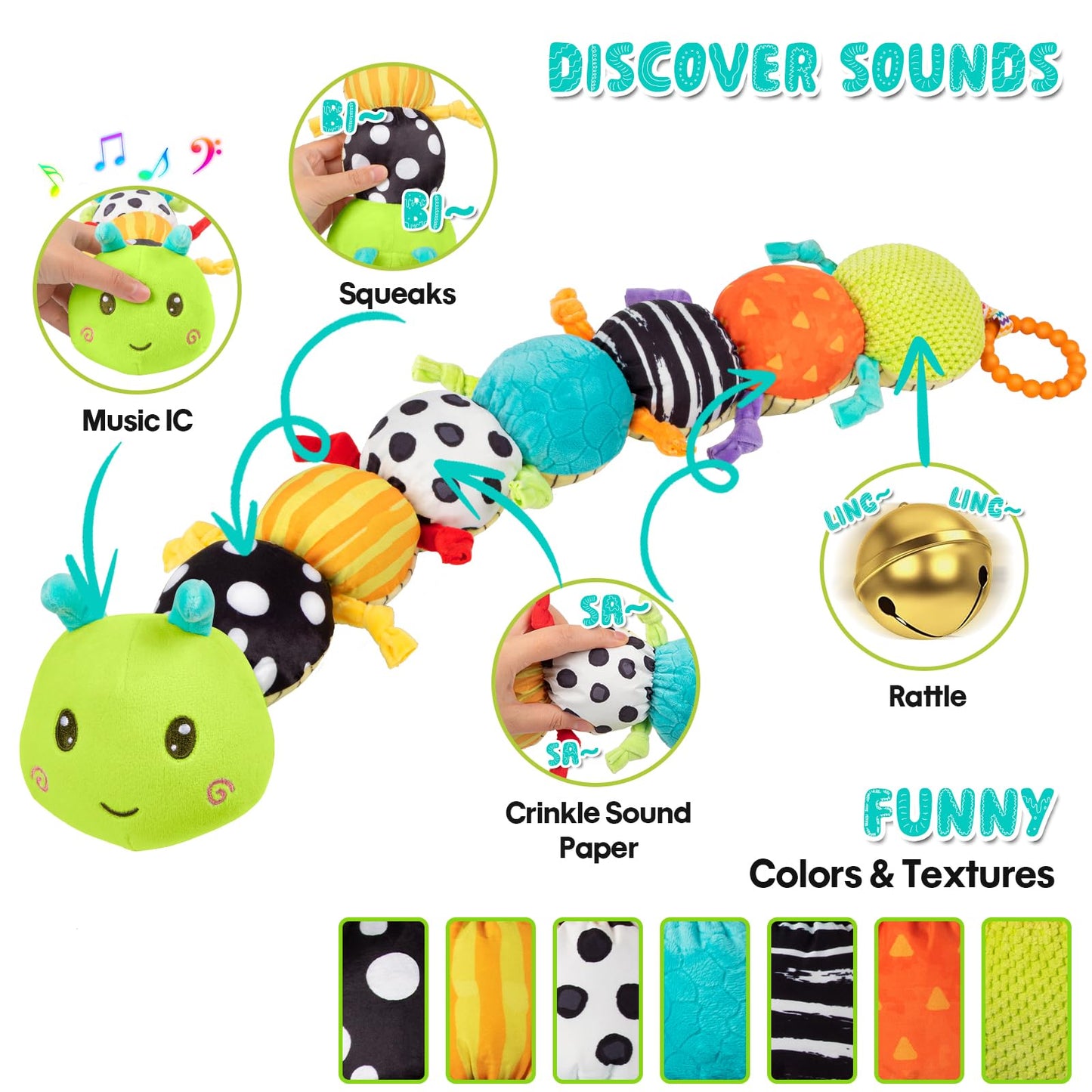 Baby Sensory Toy + Baby Stuffed Musical Caterpillar
