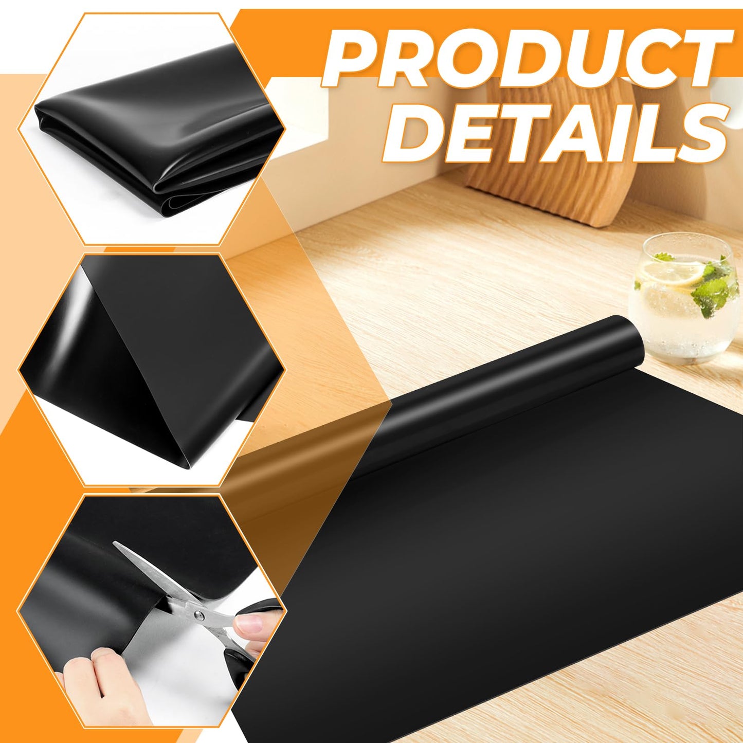 VOKOY Large Silicone Mat for Crafts, 36"x24", Extra Large Silicone Mats,Thick Black Silicone Mat for Kitchen Countertop, Heat-resistant Washable Large Silicone Pastry Mat for Crafts Painting Baking
