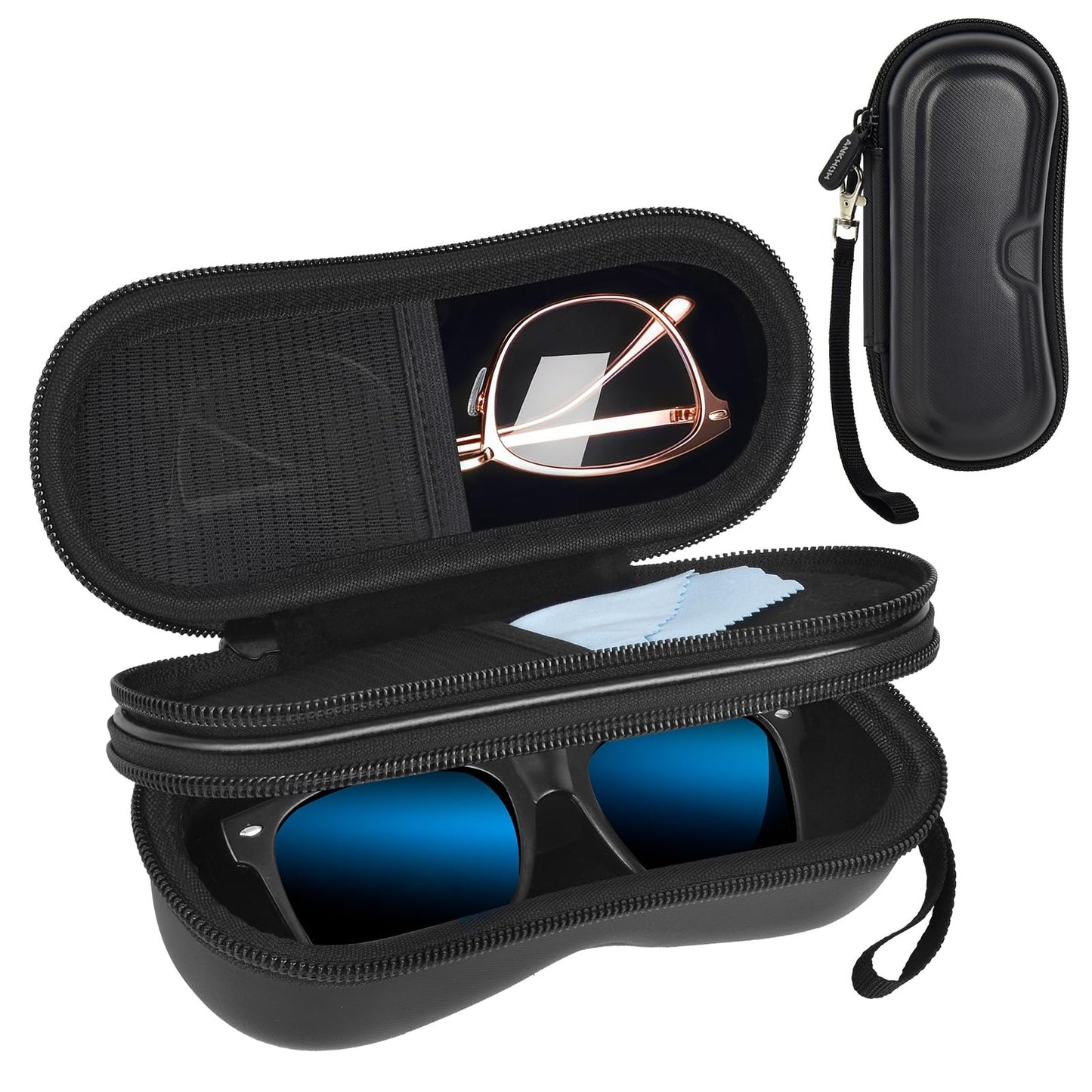 ANKHOH Double Sunglasses Case Eyeglasses Organizer, Eye Glass Storage Holder, Portable Travel Eyewear Glasses Protective Pouch Bag for Men Women(Box Only)