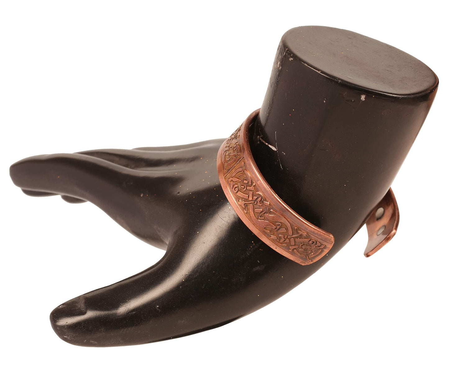 Touchstone handcrafted magnetic copper bracelet. Hand forged with solid and high gauge Tibetan style engraved cuff pure copper jewelry for women men. Exclusive Celtic Design.