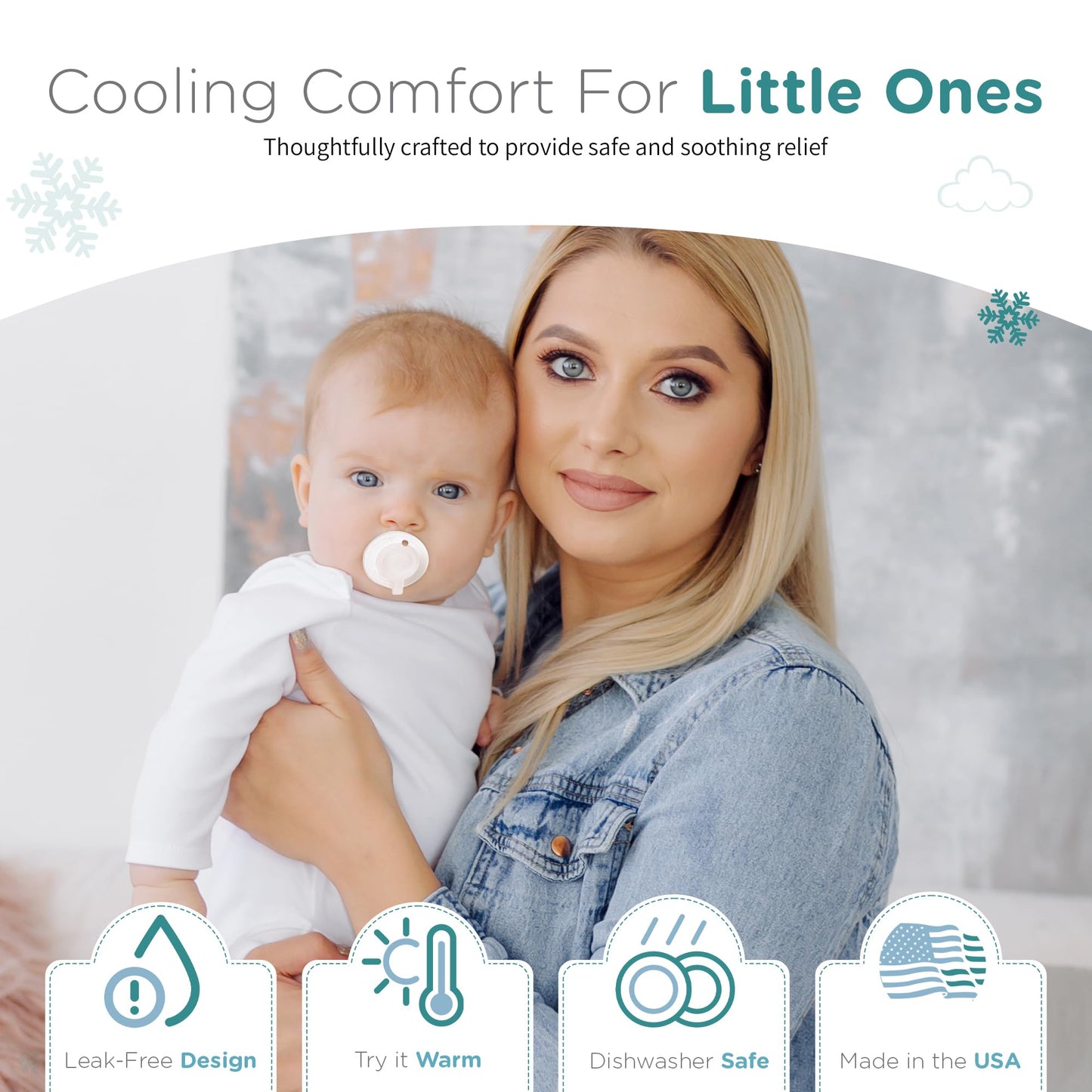 Nippii Freezer Teether Pacifier & Ice Cube Tray - Soft Silicone Freezable Teething Paci for Baby Teething Relief - Cold Teething Toy for 0-9 Months - BPA Free, Medical Grade & Easy to Clean