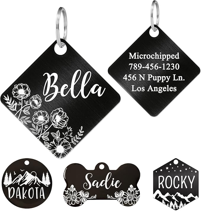 Ultra Joys Custom Dog Tag Personalized Pet Name Tag - Large Bone Mountain
