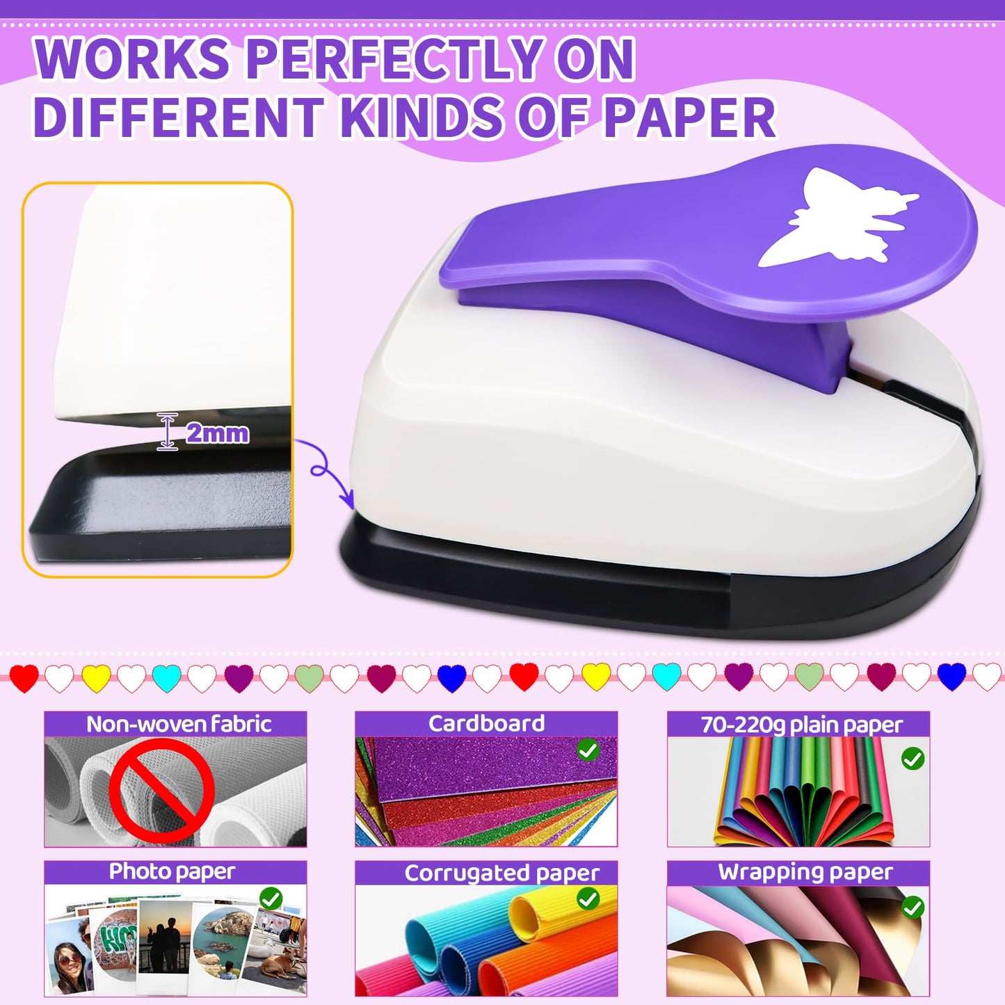 Butterfly Punch 2 Inch, Butterfly Craft Puncher for Card Making DIY Albums, Butterflies Hole Shape Punches for Paper Crafting, Craft Lever Butterflies Punch Handmade
