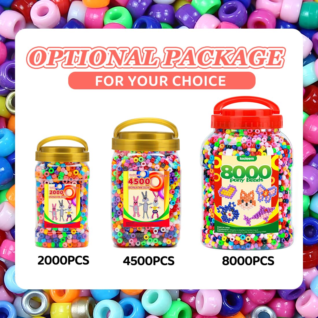 Iooleem Pony Beads(4500pcs Candy Macaroon Pony Beads), Beads for Bracelets Making, Crafts, Beading Supplies, Friendship Bracelets Making.