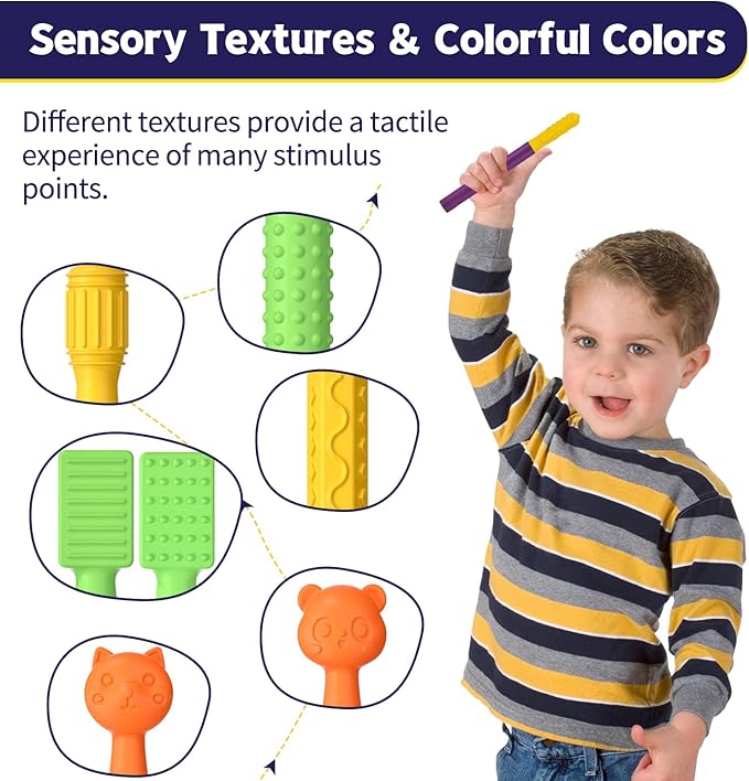 Oral Sensory Stimulation Kit with 6 Soft Textured Heads for Speech Therapy & Feeding Support, Muscle Strength & Phonation Improvement - Purple