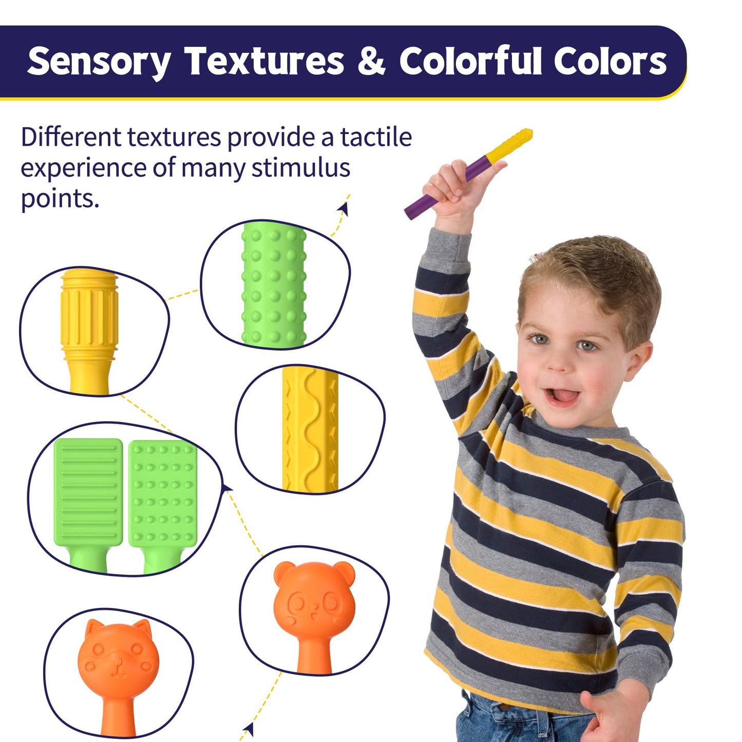 Oral Sensory Stimulation Kit with 6 Soft Textured Heads for Speech Therapy & Feeding Support, Muscle Strength & Phonation Improvement - Purple