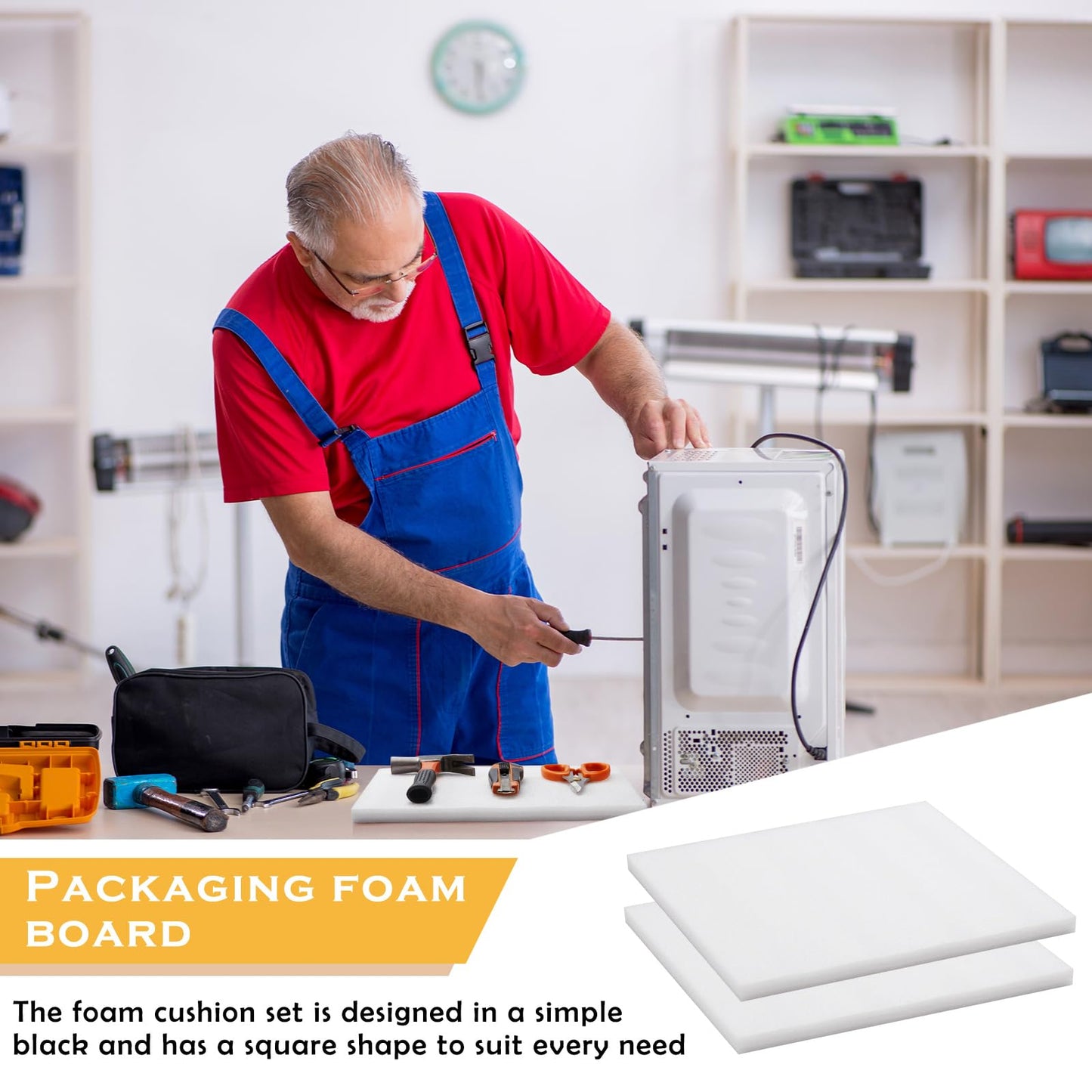 Frienda 8 Pcs Polyethylene Foam Sheet, 12 x 12 x 0.5 Inch Cuttable Packing Foam Pad Cushioning for Tool Box, Cases Craft Shipping Moving and Storage (White)